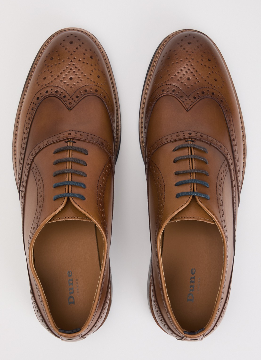 Dune London Senser brogue van leer  - detail 2 bruin