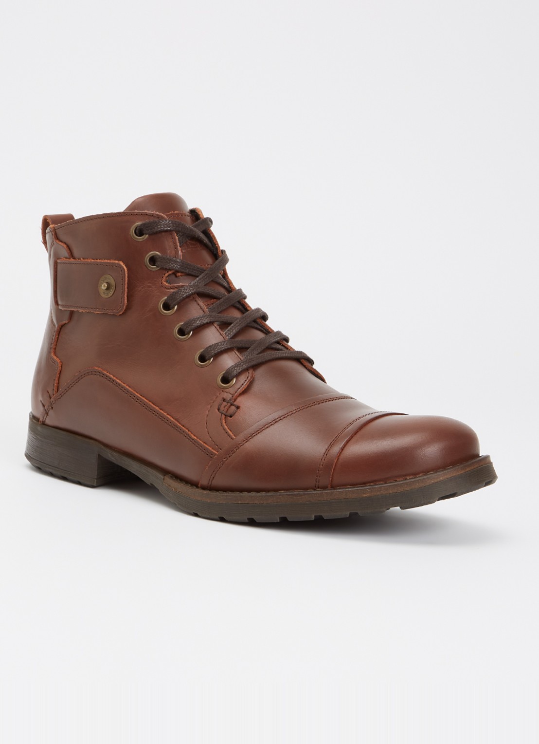 Dune London Simon veterboot van leer - voorkant 3 kastanjebruin