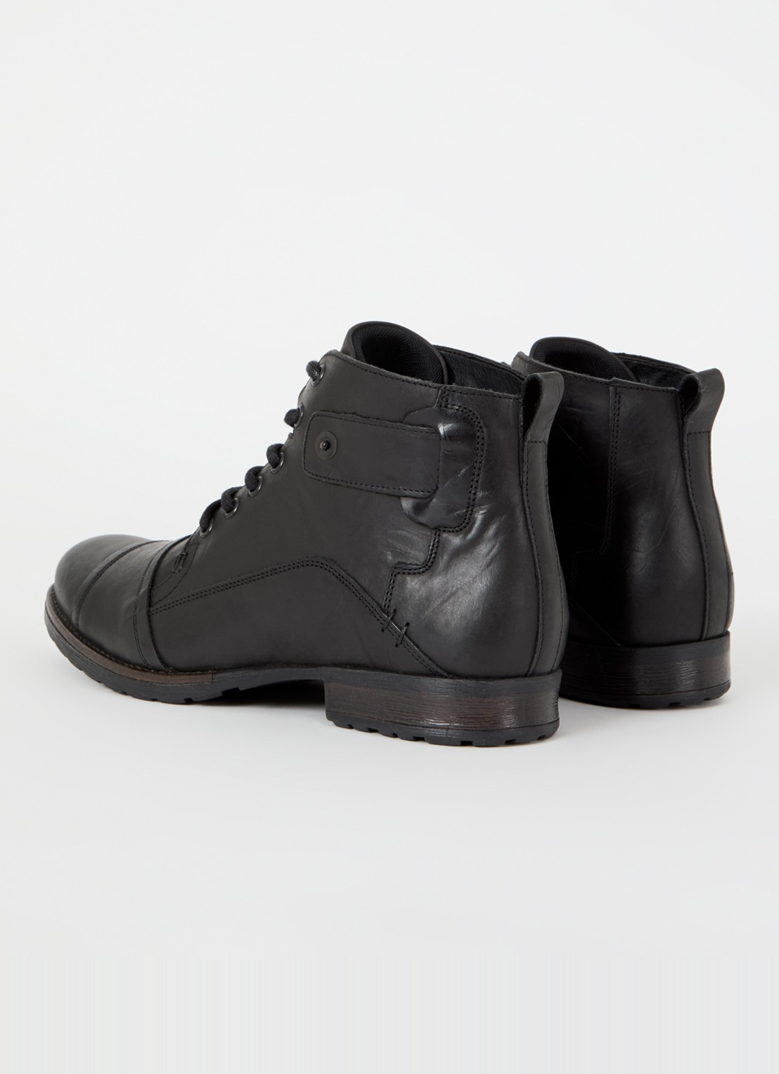 Dune London Simon veterboot van leer - achterkant zwart