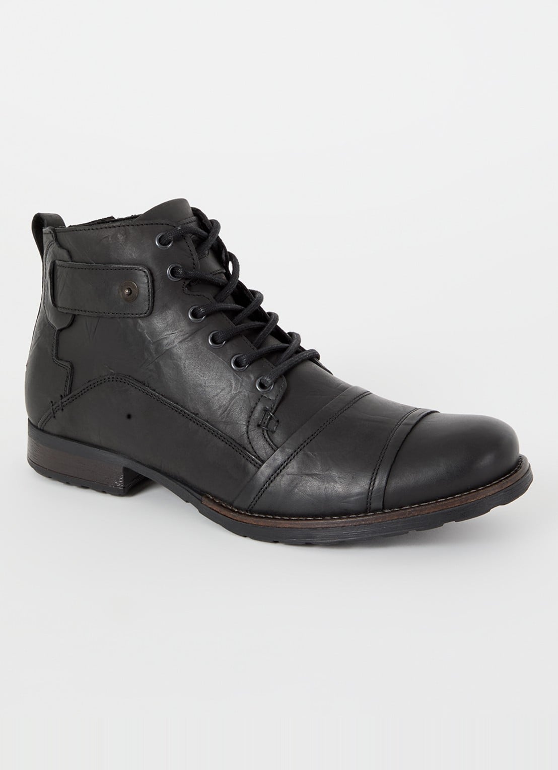 Dune London Simon veterboot van leer - voorkant 2 zwart