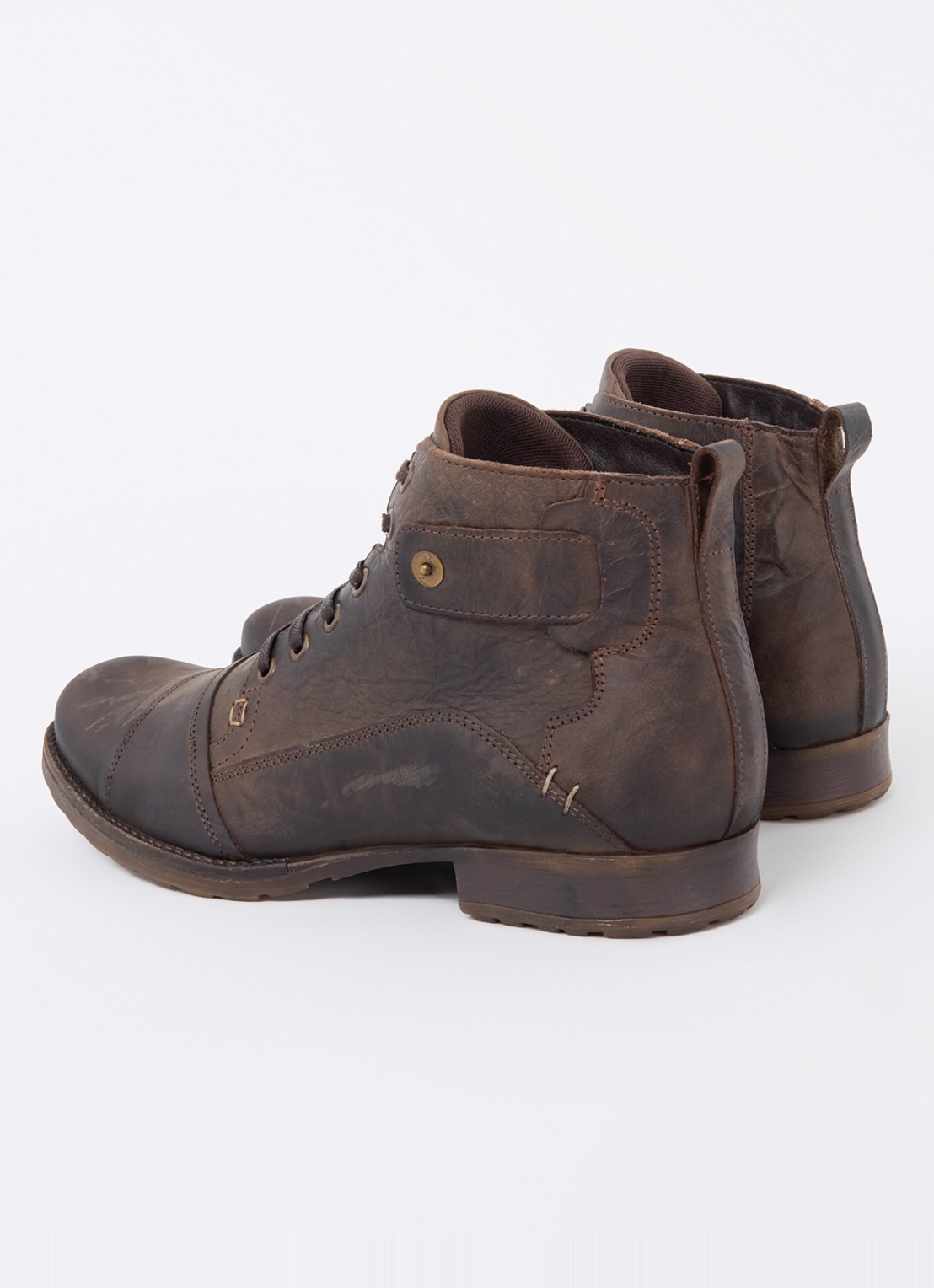 Dune London Simon veterboot van leer - achterkant 2 donkerbruin