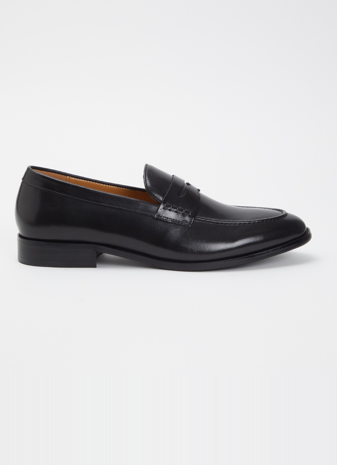 Dune London Skylers loafer van leer - voorkant zwart