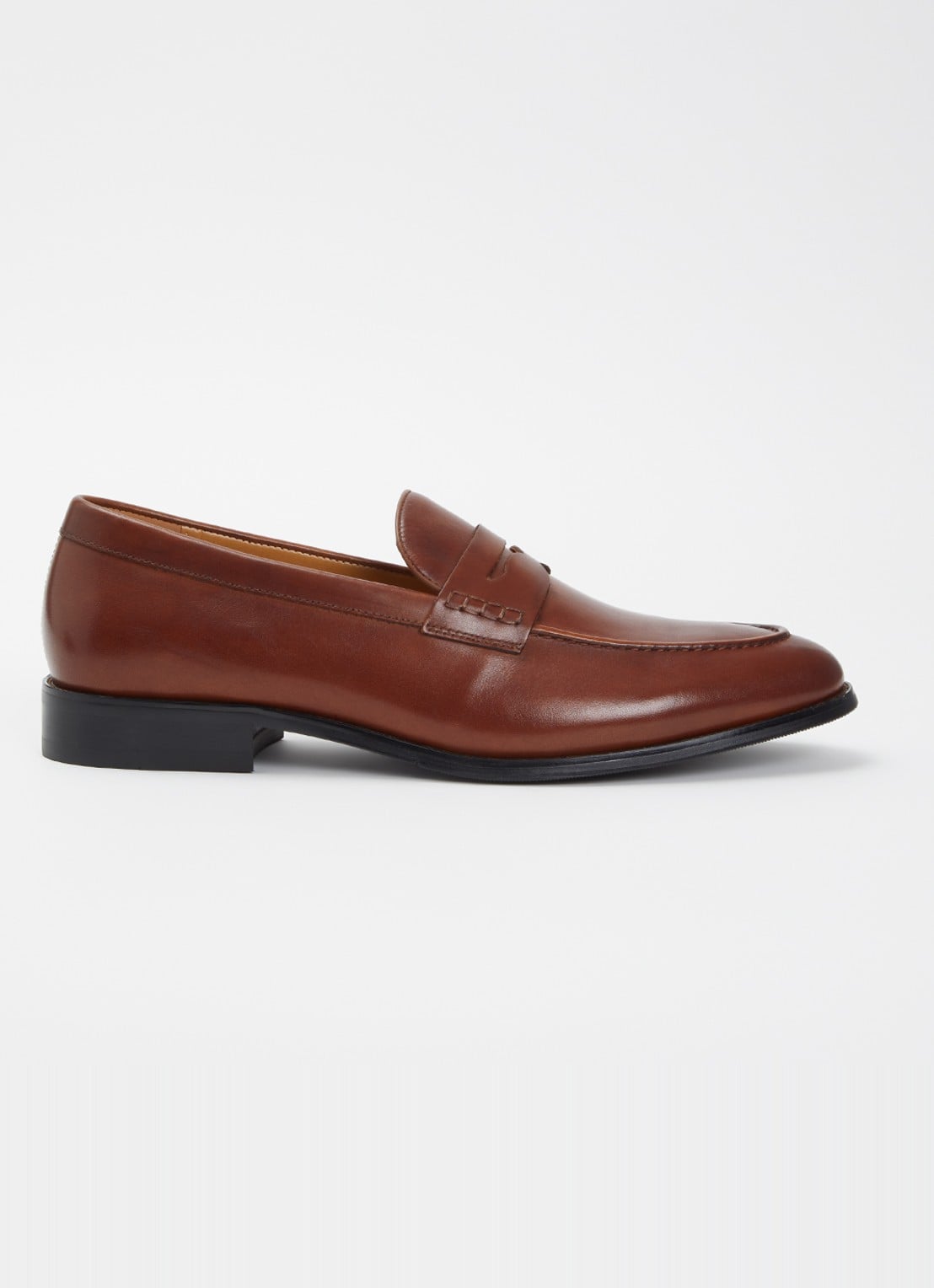 Dune London Skylers loafer van leer - voorkant bruin