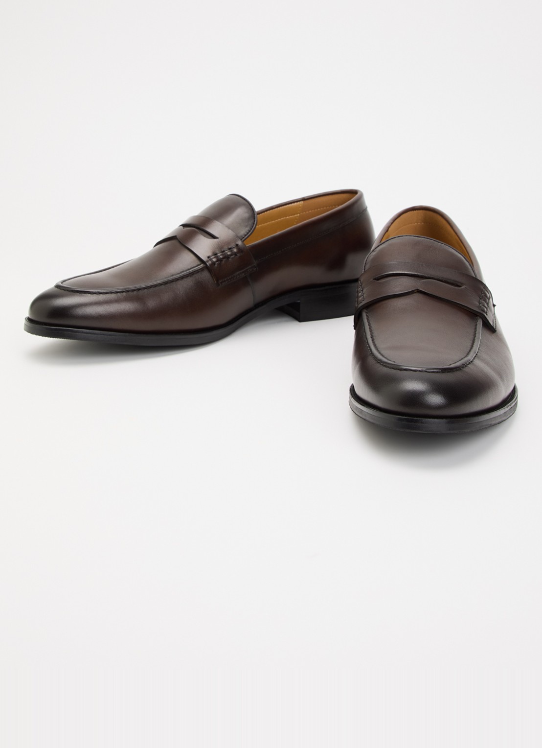Dune London Skylers loafer van leer - detail 2 donkerbruin