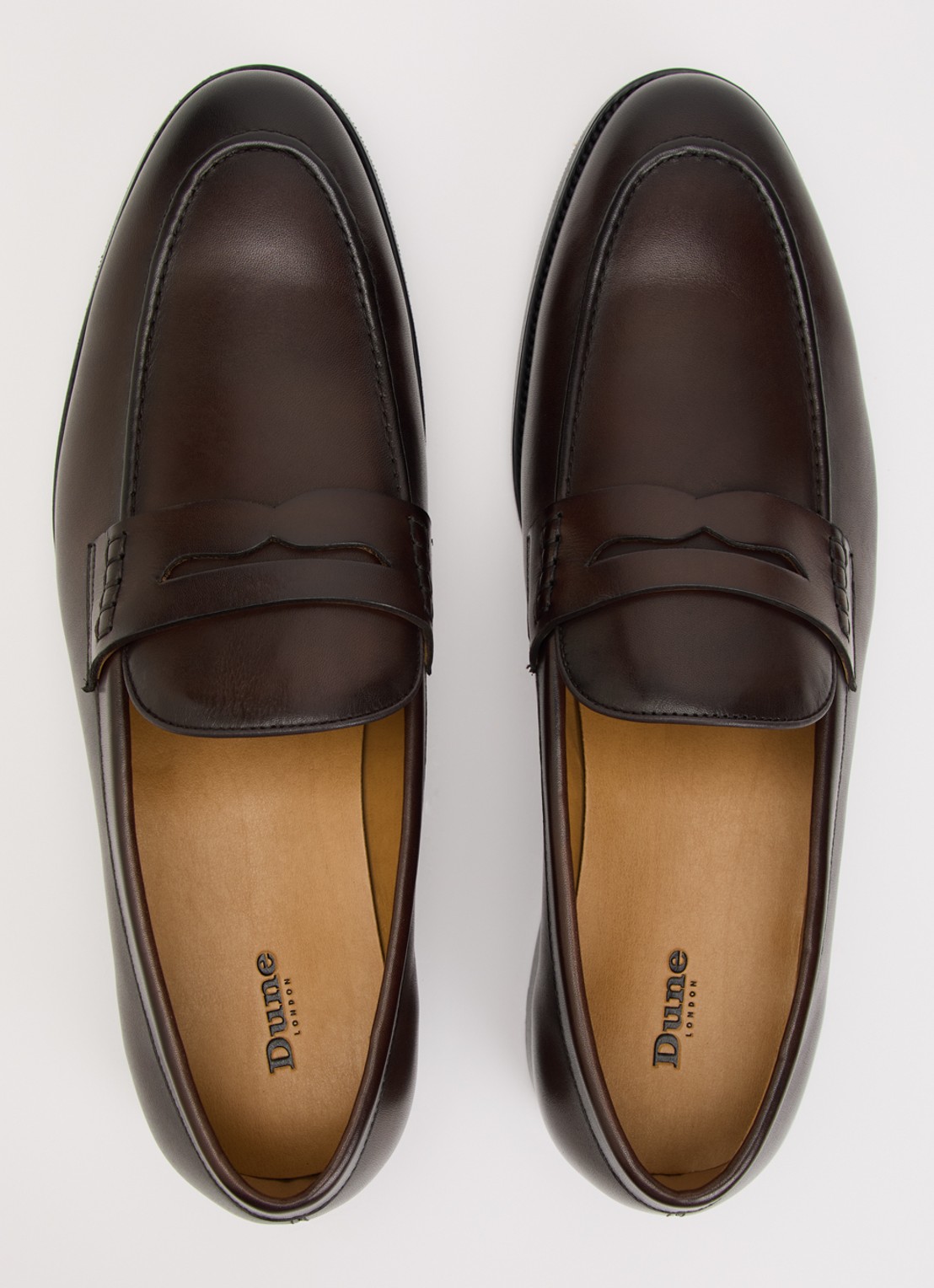 Dune London Skylers loafer van leer - detail 3 donkerbruin