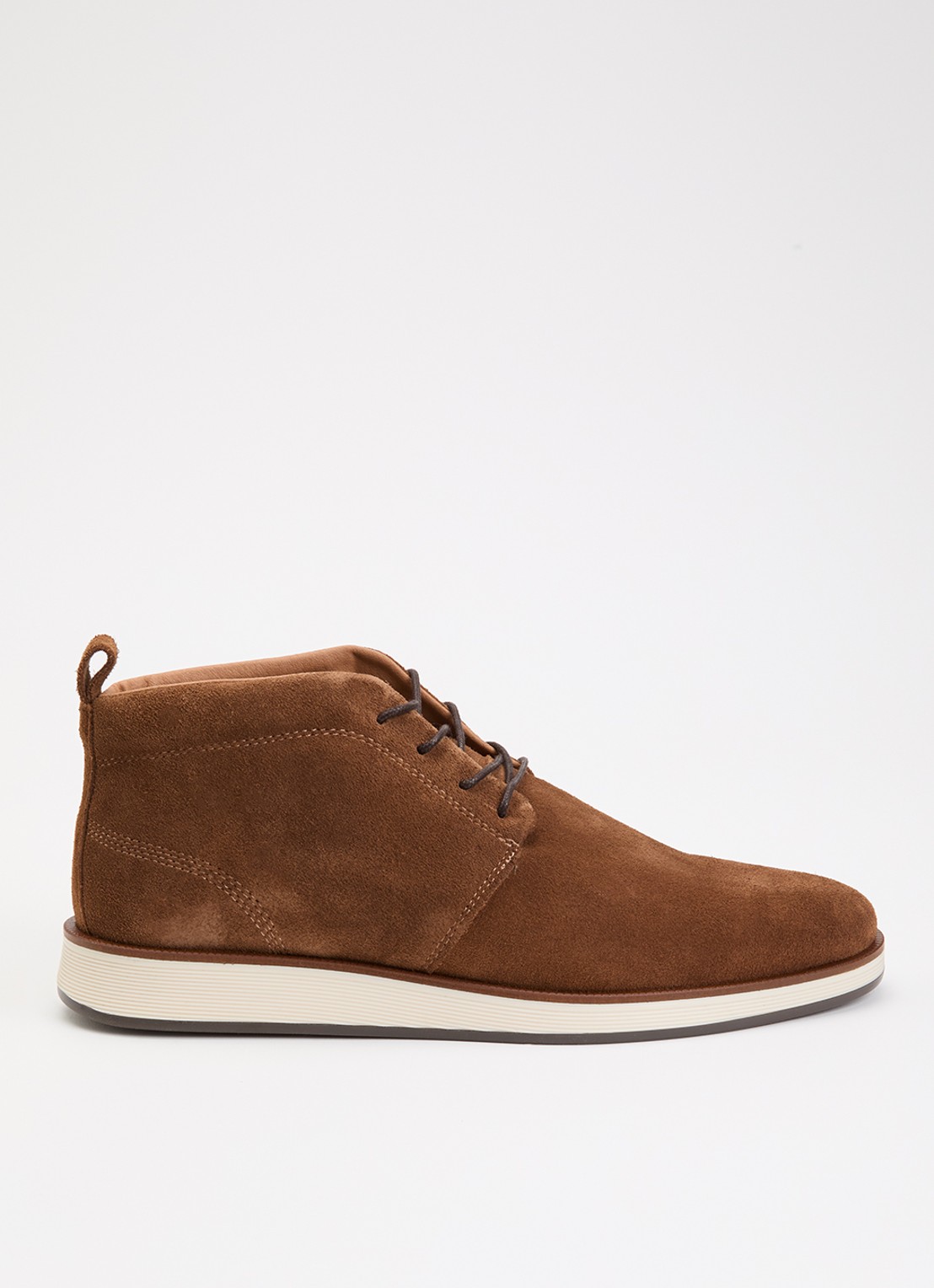 Dune London Smoky veterschoen van leer - voorkant hazelnootbruin