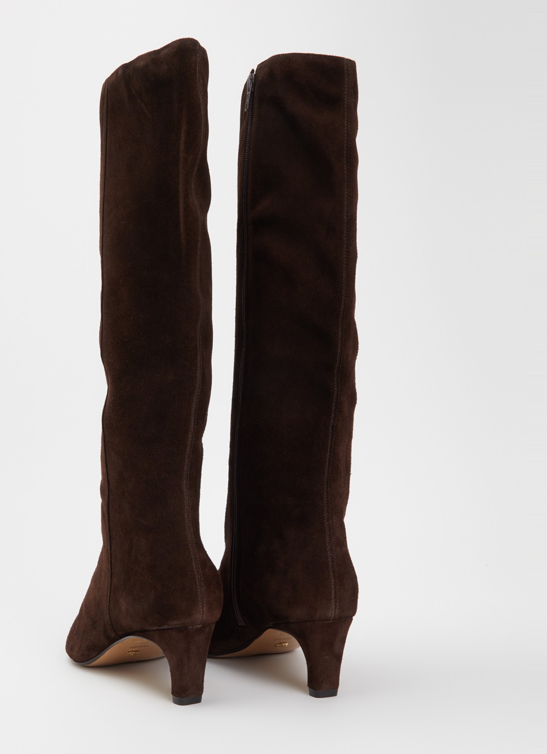 Dune London Smoulder laars van leer - achterkant chocoladebruin