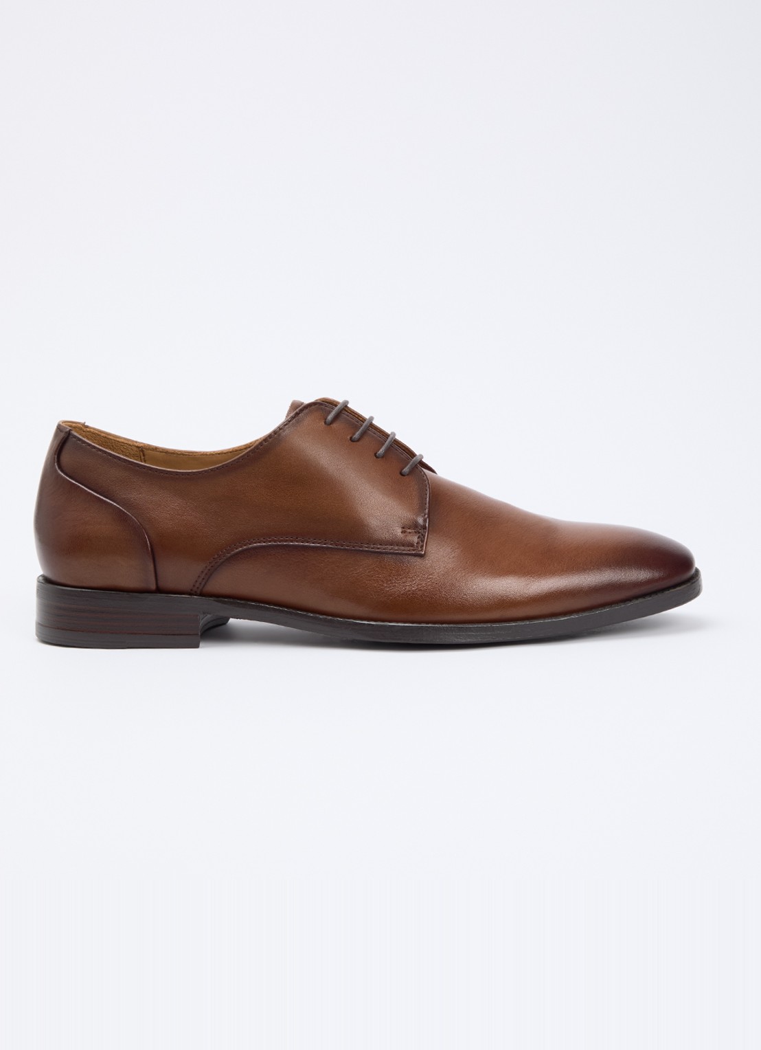 Dune London Sole veterschoen van leer - voorkant cognac