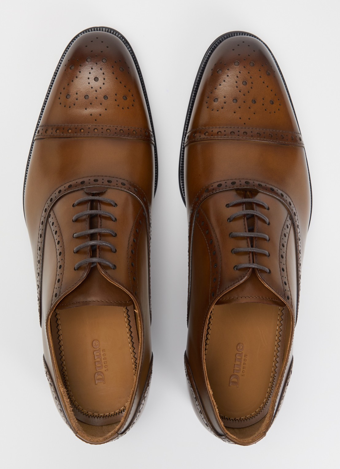 Dune London Soliders brogue van leer - detail 2 bruin