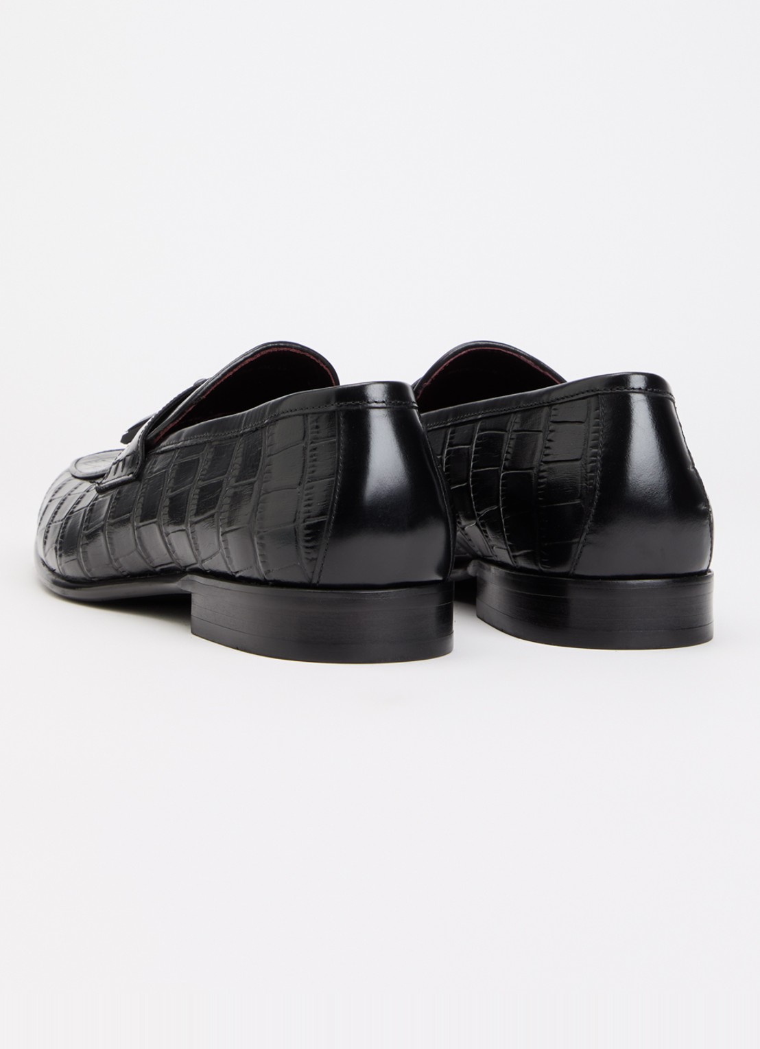 Dune London Son loafer van leer met crocostructuur - achterkant 2 zwart