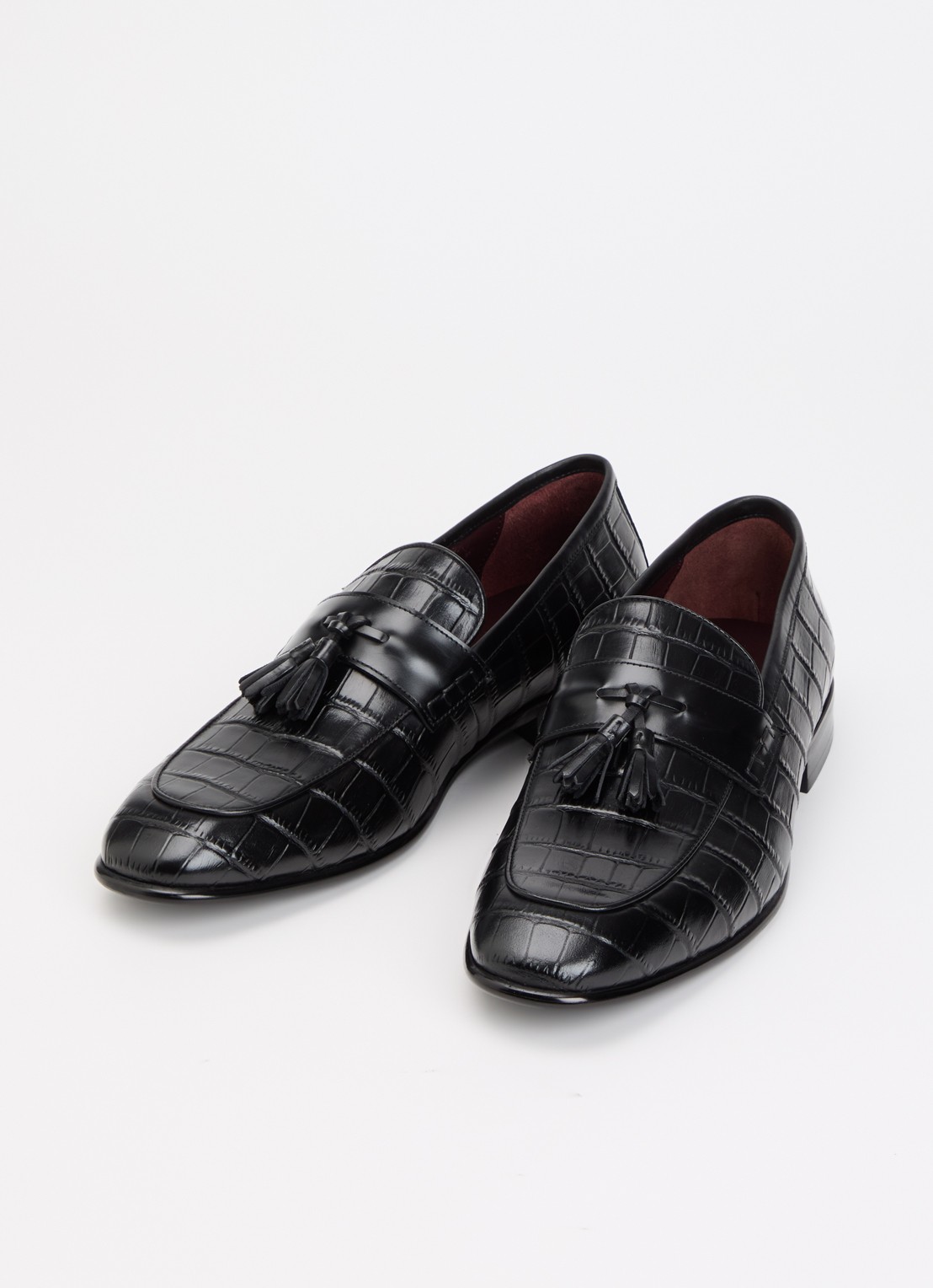 Dune London Son loafer van leer met crocostructuur - detail 3 zwart