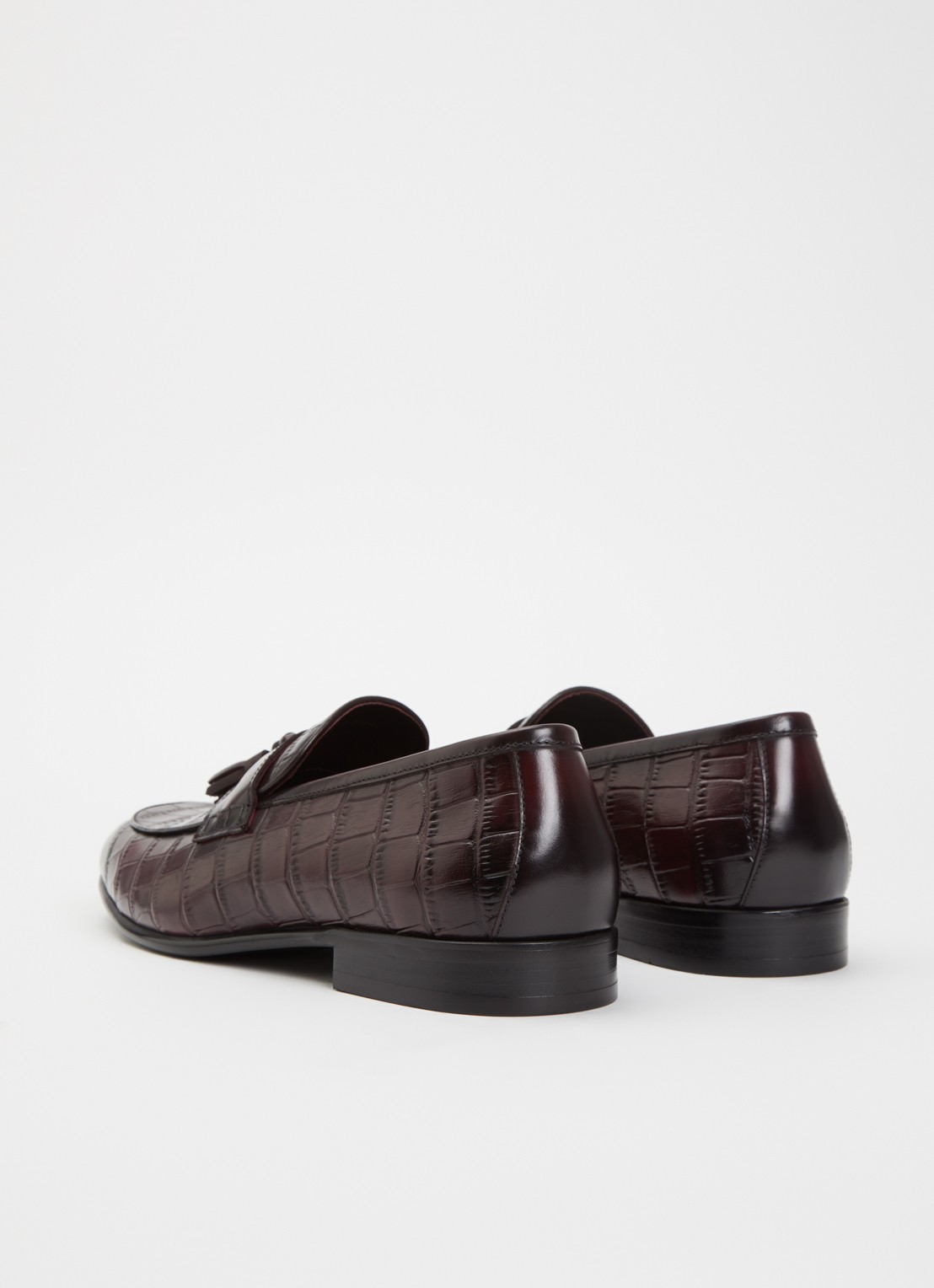Dune London Son loafer van leer met crocostructuur - achterkant 4 bordeauxrood