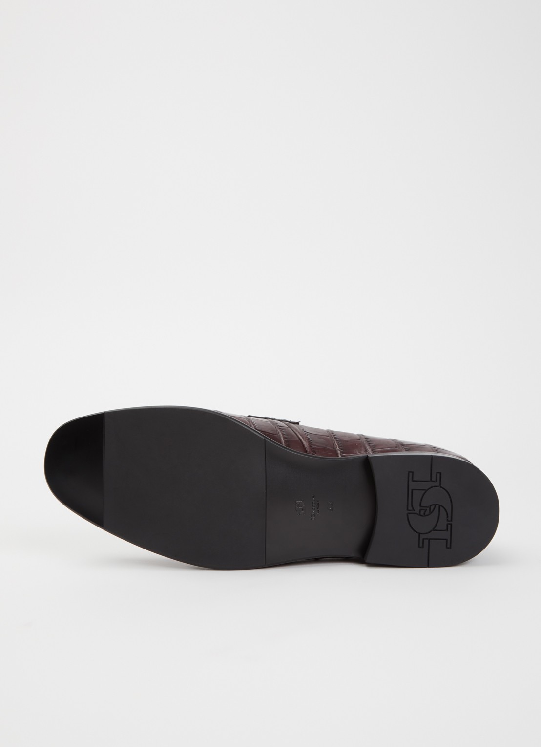 Dune London Son loafer van leer met crocostructuur - detail 3 bordeauxrood