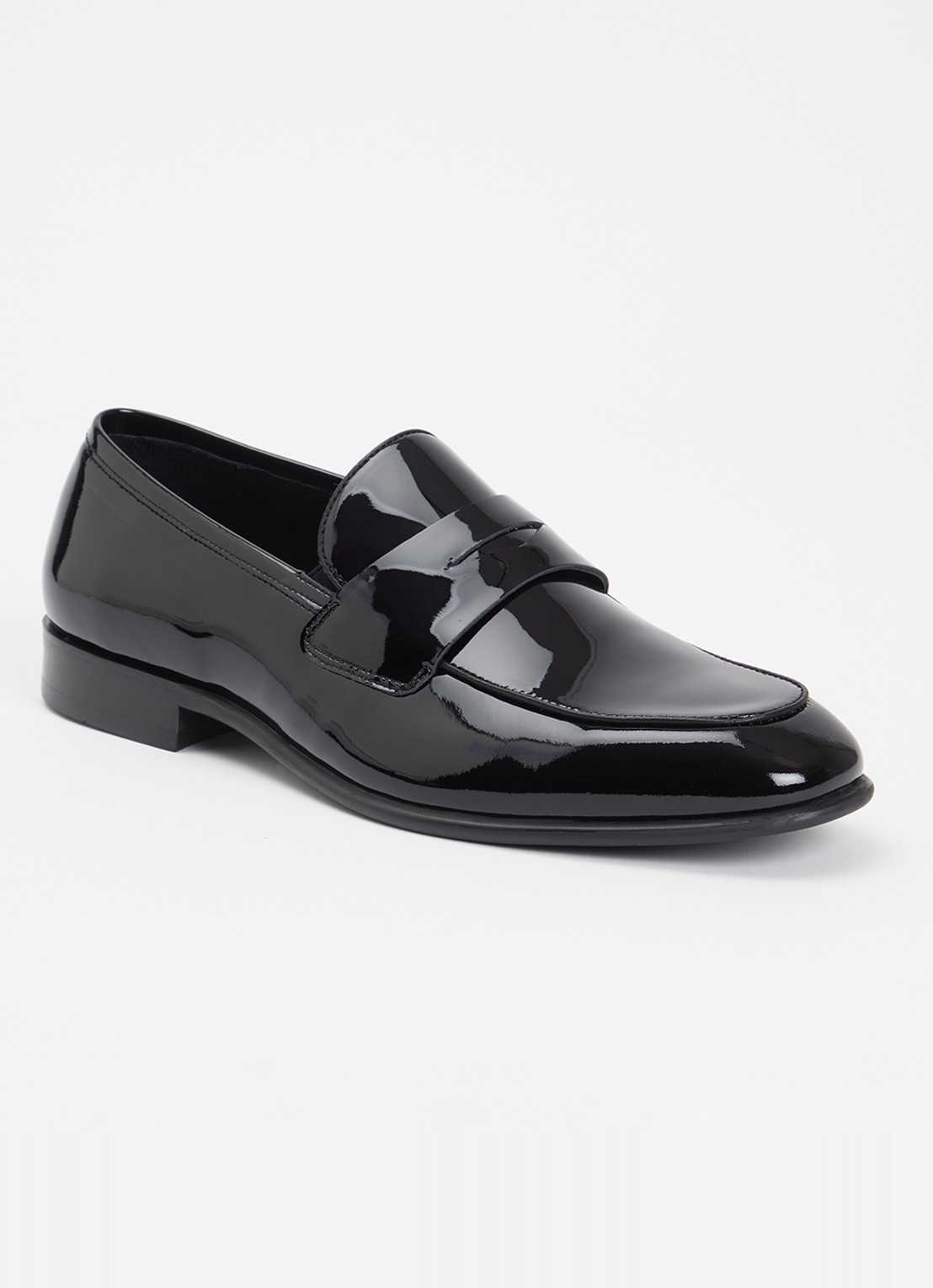 Dune London Spin loafer van lakleer - voorkant zwart