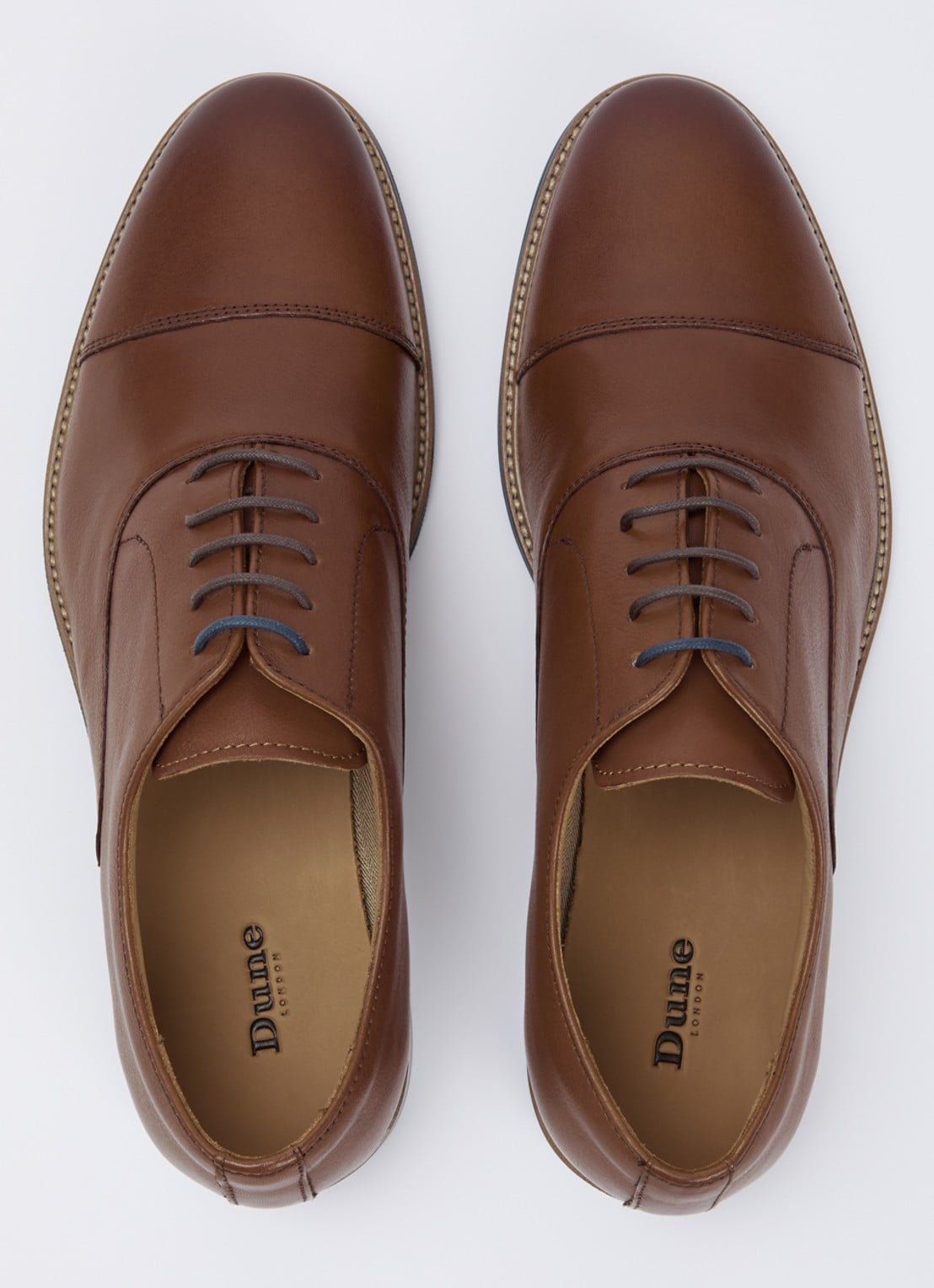 Dune London Stanlakes veterschoen van leer  - detail 3 cognac