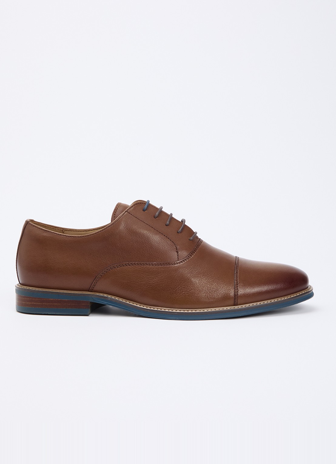 Dune London Stanlakes veterschoen van leer  - voorkant cognac