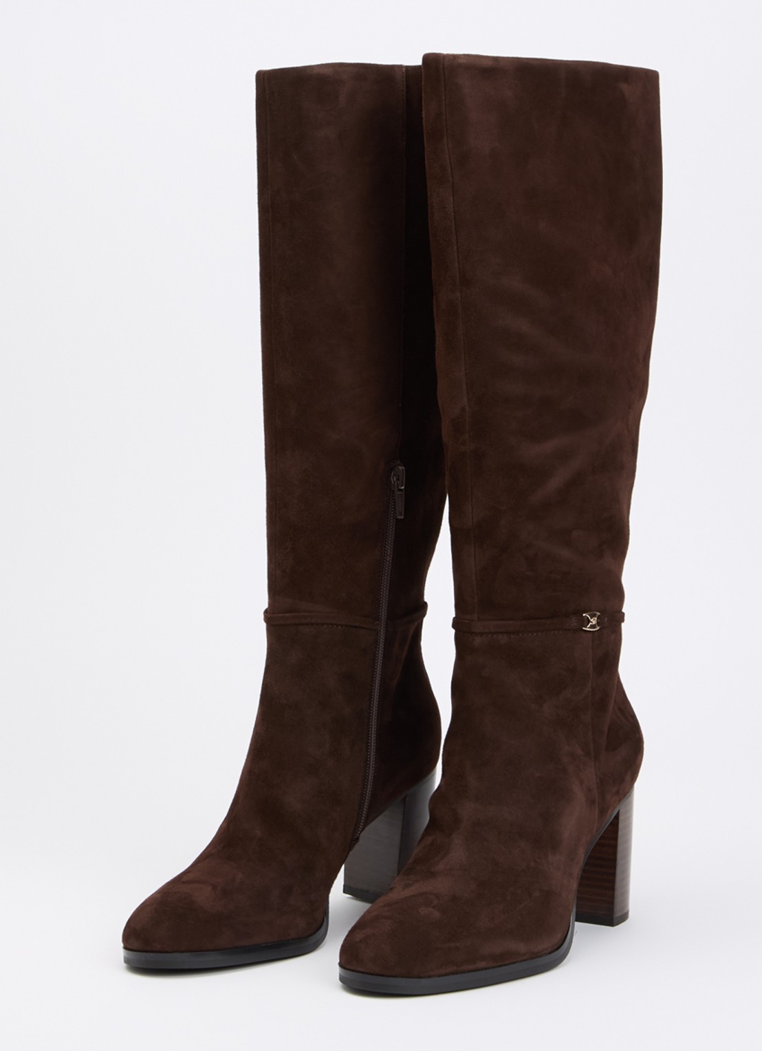 Dune London Starlling laars van leer met gesp detail - detail donkerbruin
