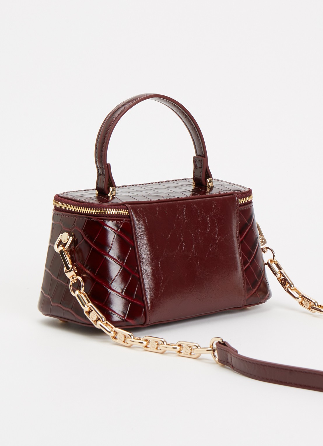 Dune London Successful make-up tas met afneembare schouderriem - achterkant bordeauxrood