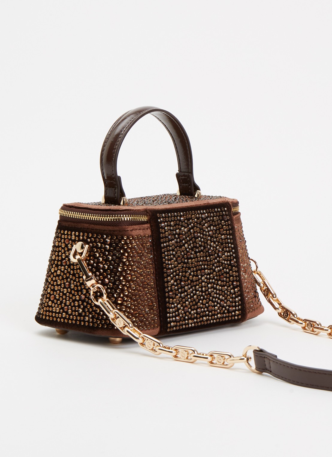 Dune London Successful make-up tas met afneembare schouderriem - achterkant 2 chocoladebruin