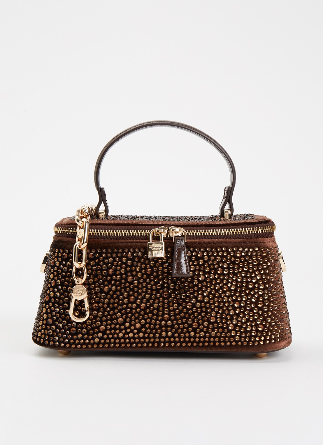 Dune London Successful make-up tas met afneembare schouderriem - voorkant chocoladebruin