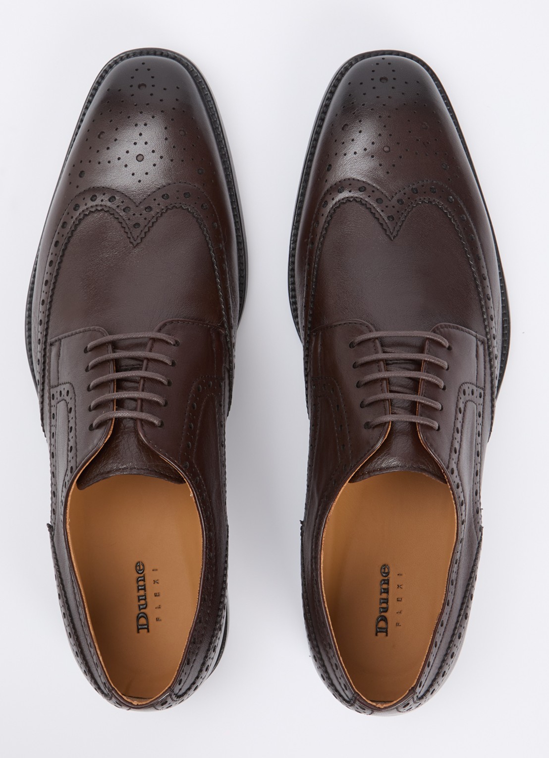 Dune London Sunni brogue van leer - detail 4 donkerbruin