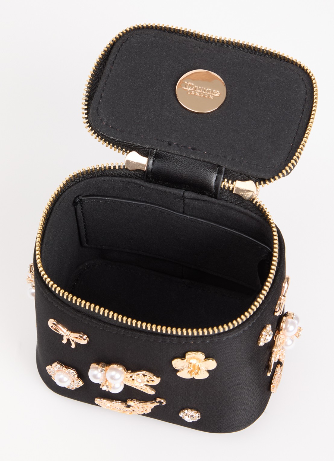 Dune London Surround make-up tas - detail 2 diepzwart