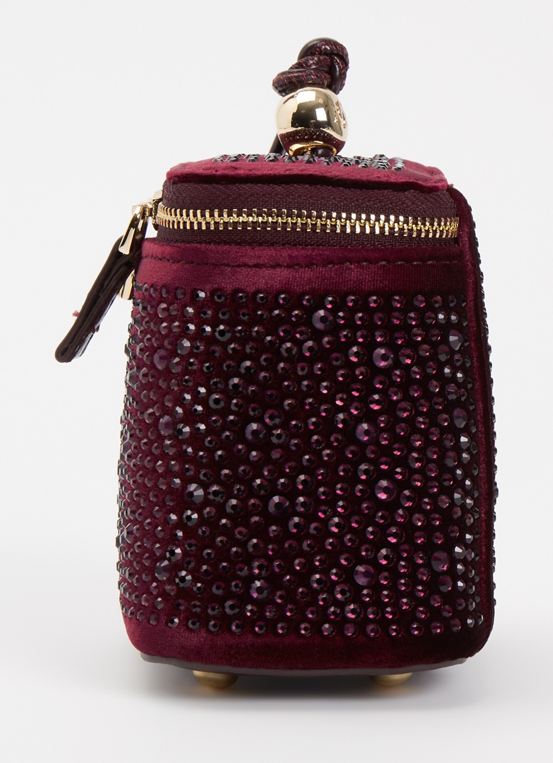 Dune London Surround make-up tas - detail 2 bordeauxrood