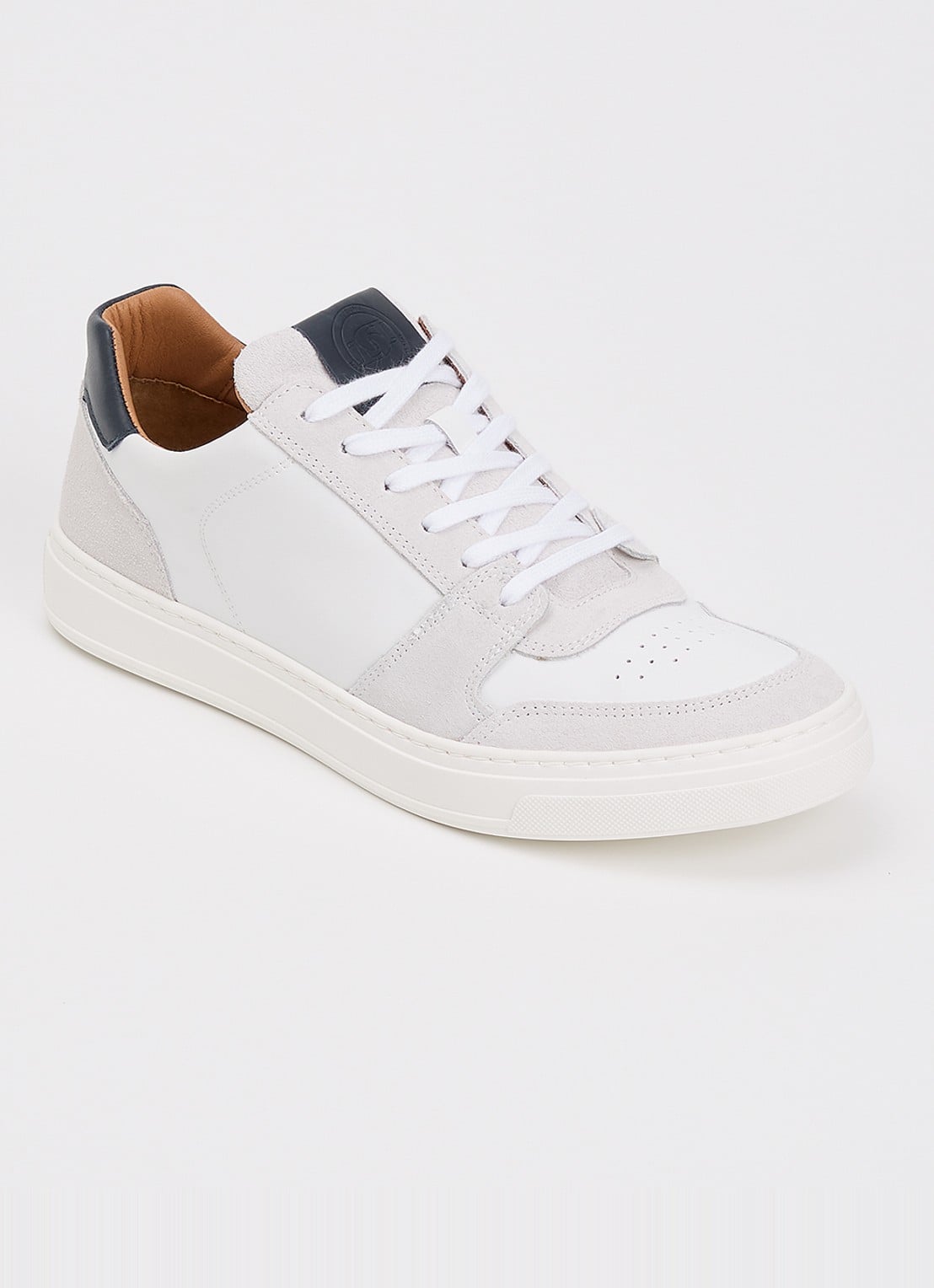 Dune London Tawly sneaker van leer met details van suède - voorkant 5 gebroken wit