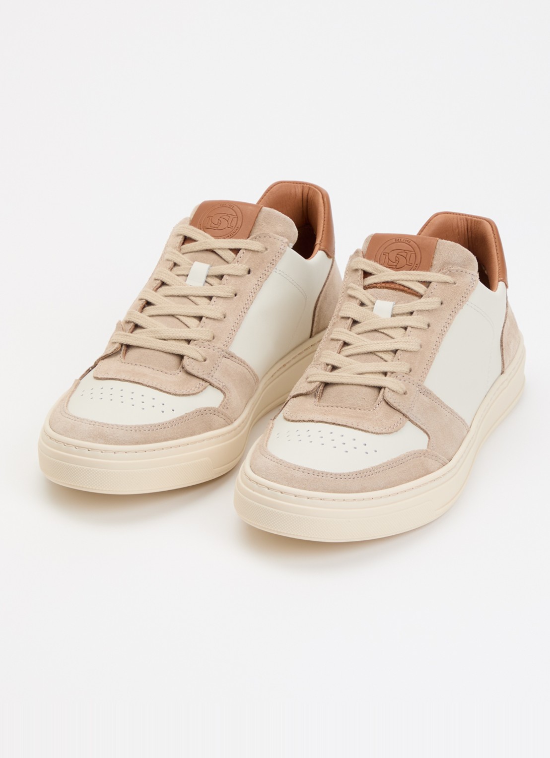 Dune London Tawly sneaker van leer met details van suède - detail 3 beige