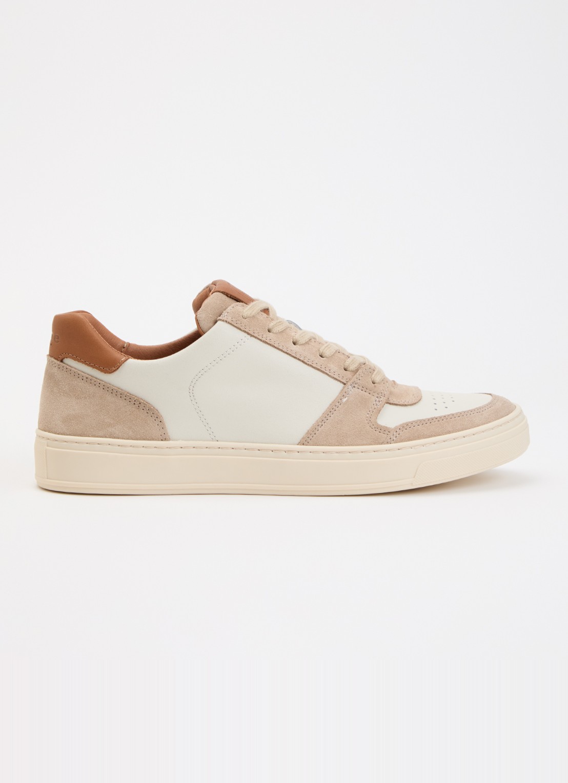 Dune London Tawly sneaker van leer met details van suède - voorkant 2 beige