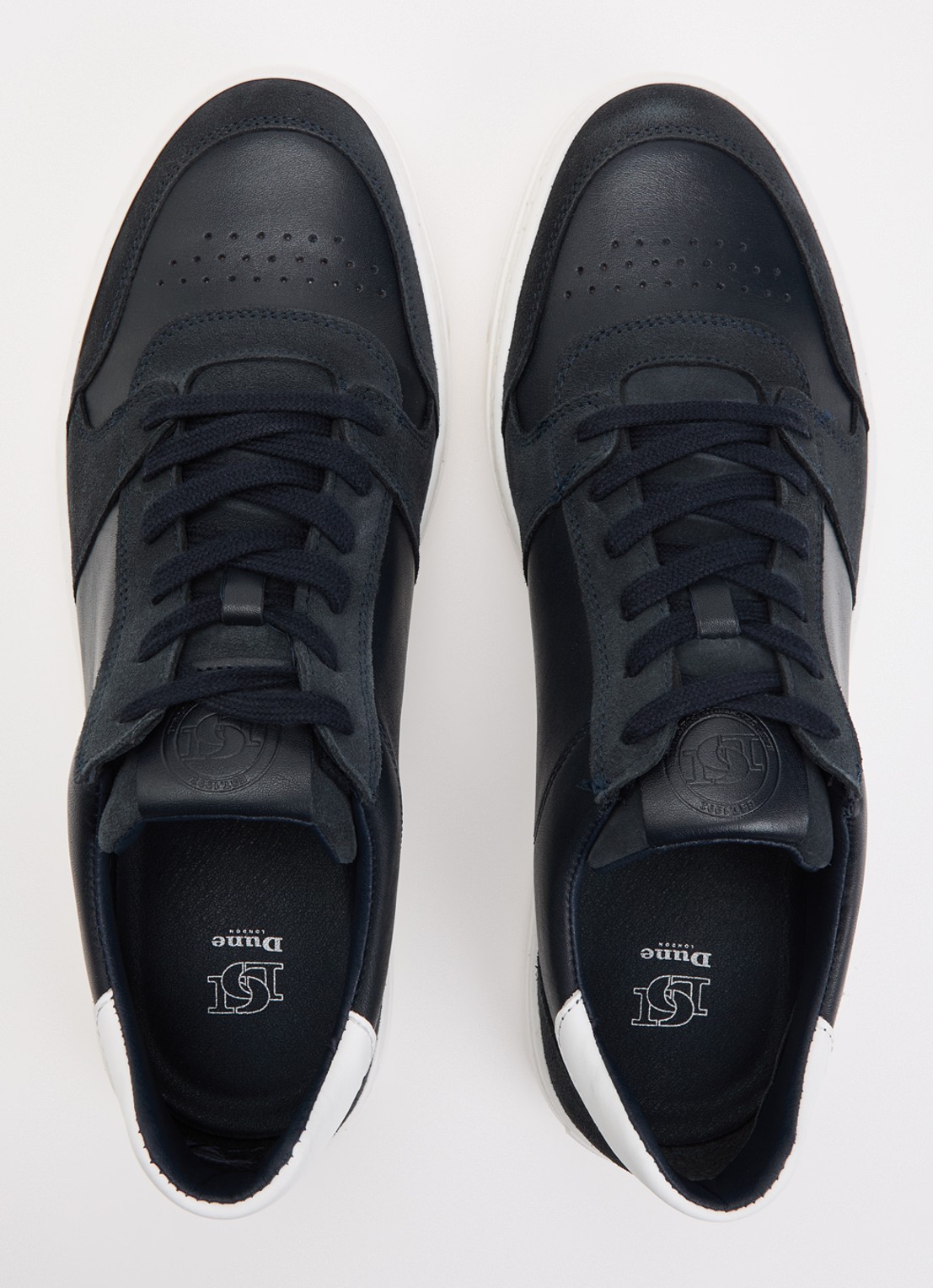 Dune London Tawly sneaker van leer met details van suède - detail 4 donkerblauw