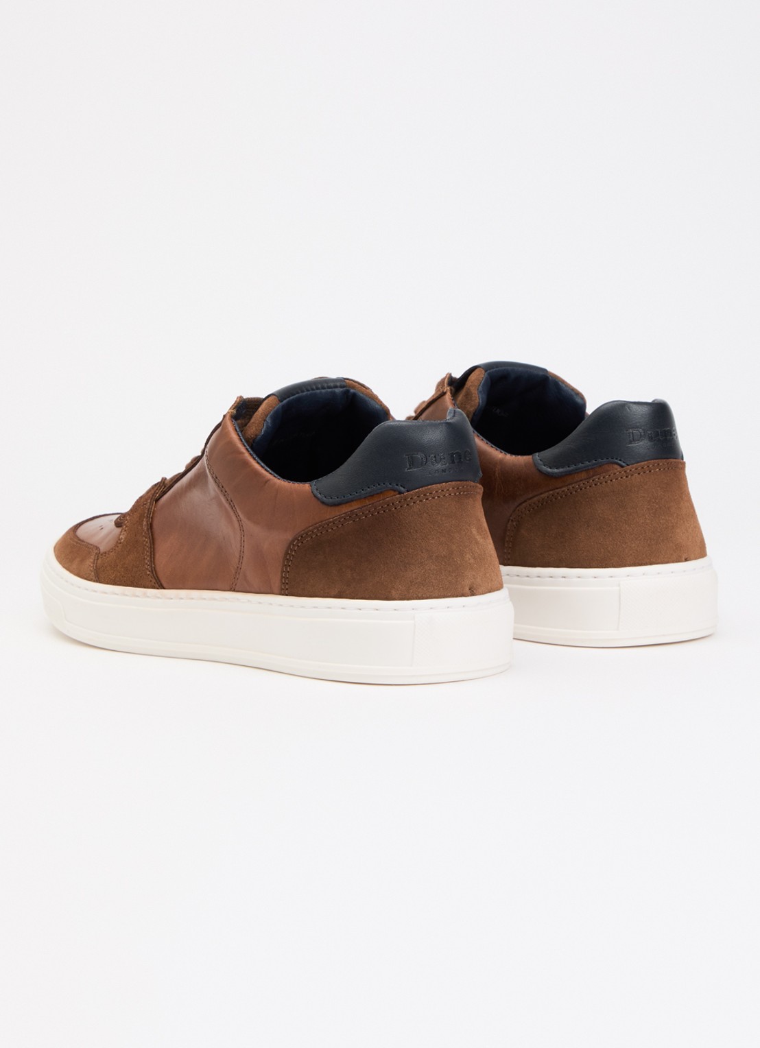 Dune London Tawly sneaker van leer met details van suède - achterkant 4 lichtbruin
