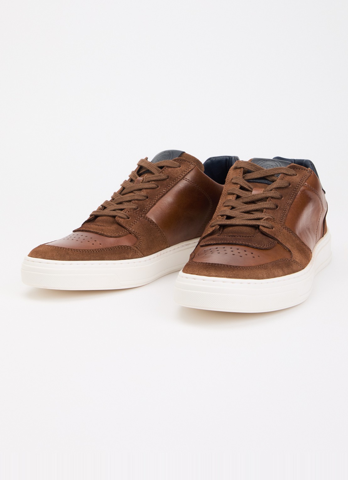 Dune London Tawly sneaker van leer met details van suède - detail lichtbruin