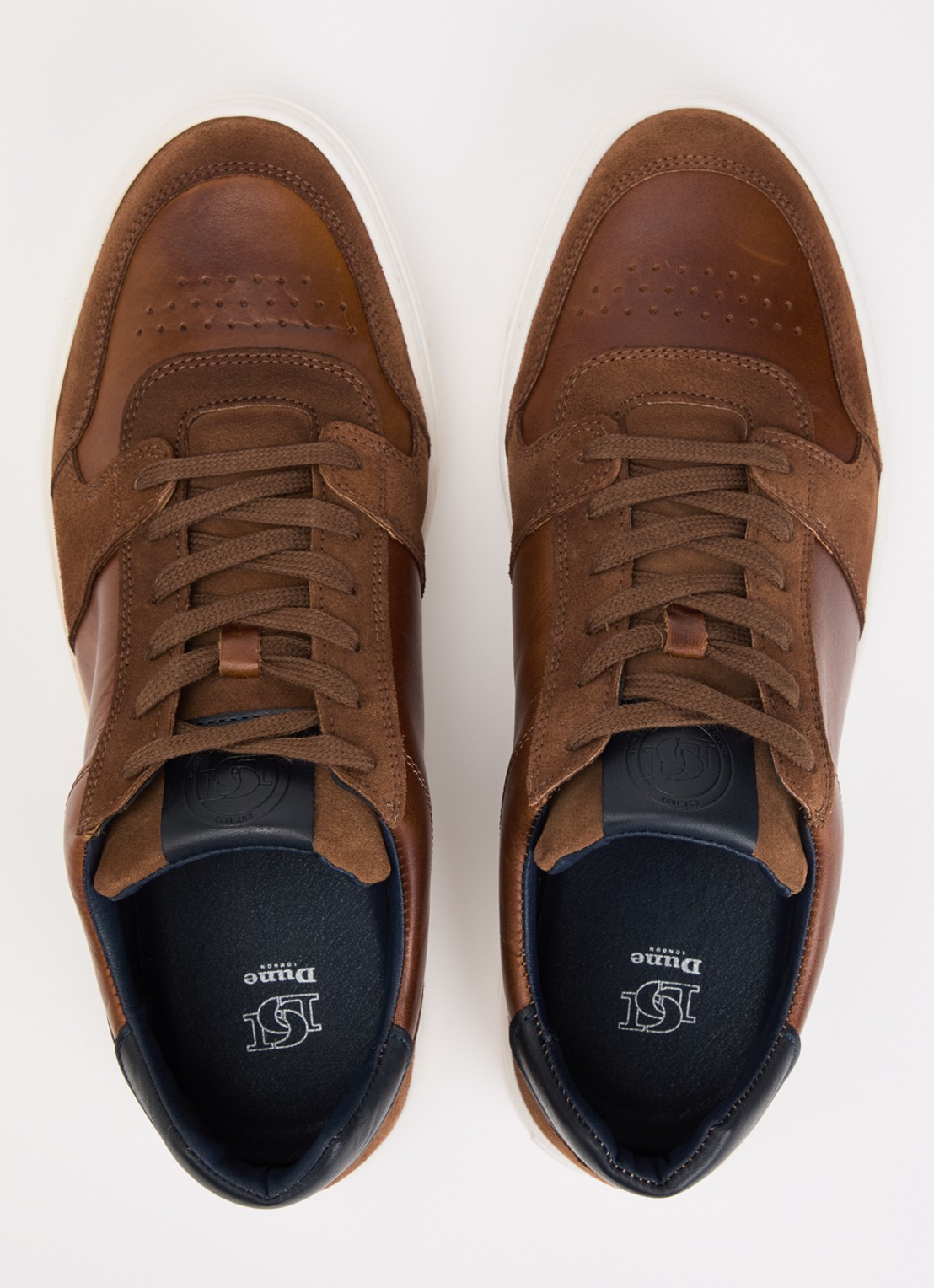 Dune London Tawly sneaker van leer met details van suède - detail 2 lichtbruin