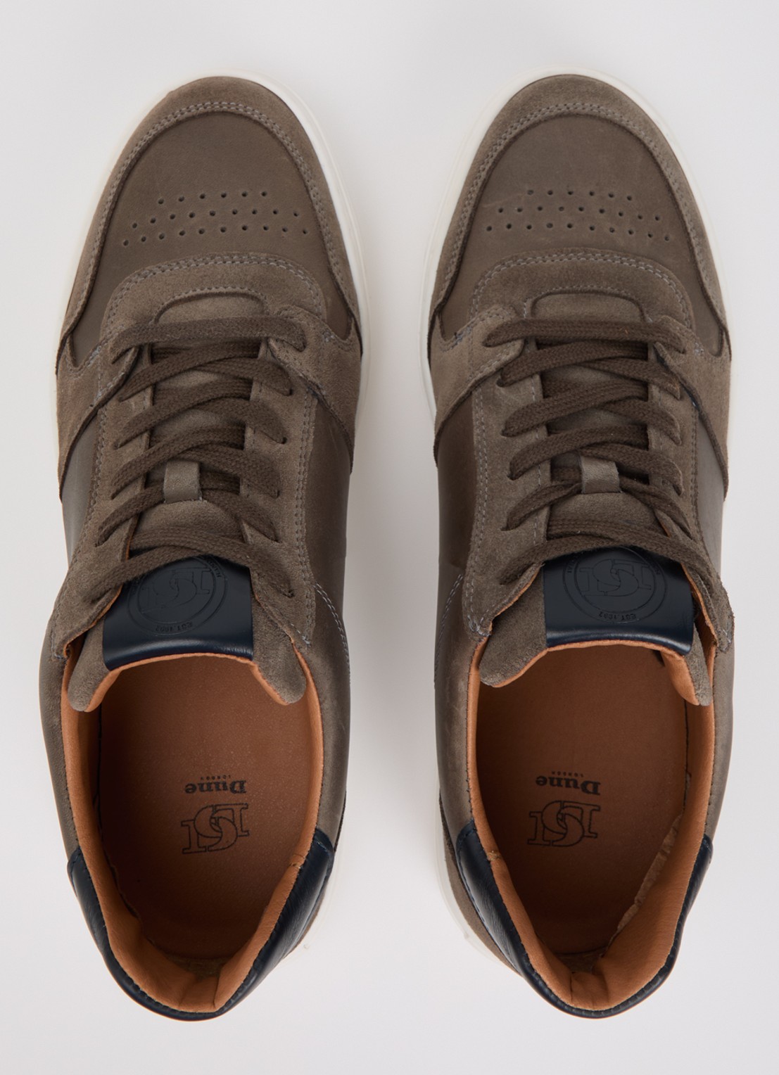 Dune London Tawly sneaker van leer met details van suède - detail 3 grijs