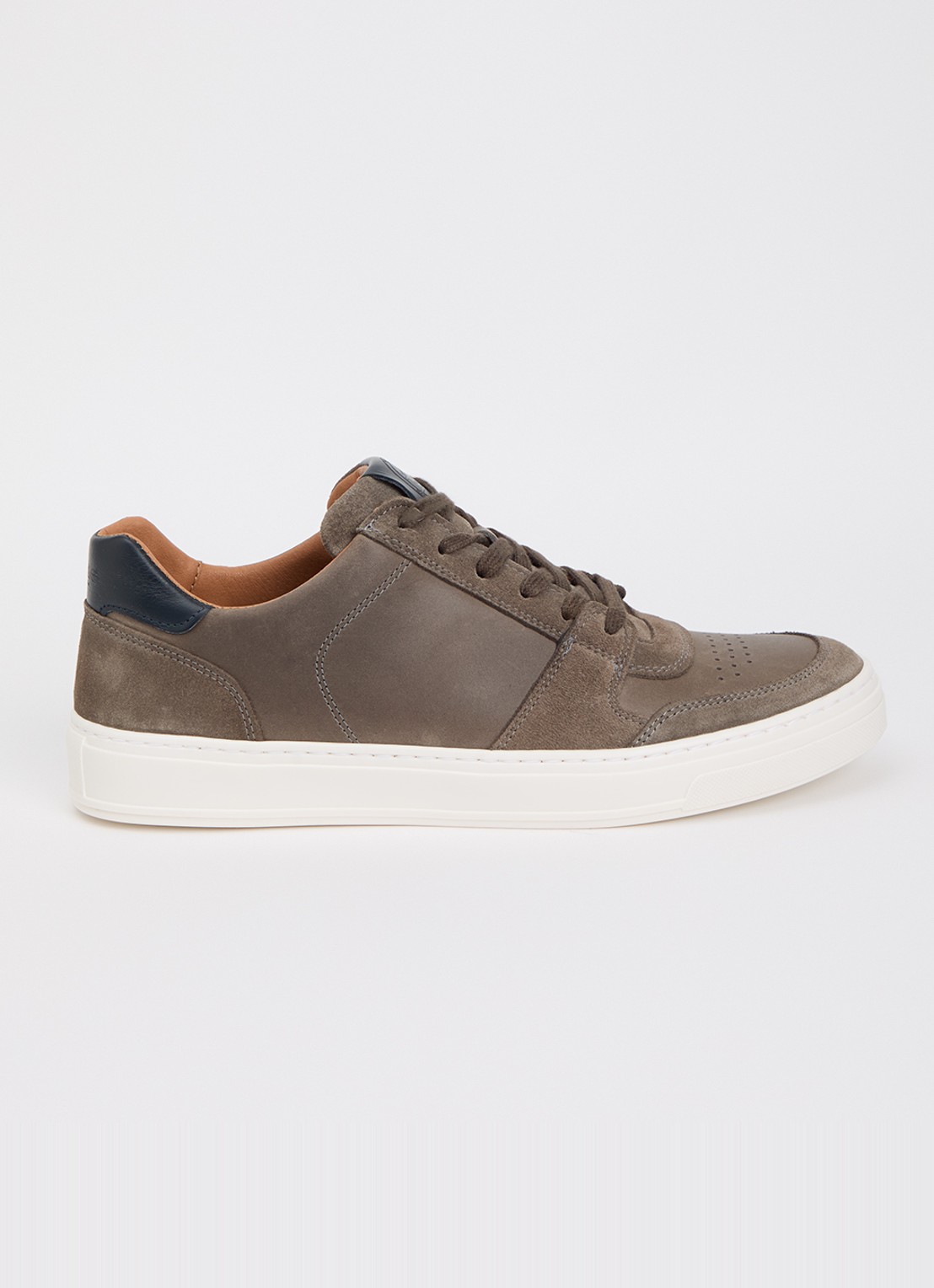 Dune London Tawly sneaker van leer met details van suède - voorkant grijs