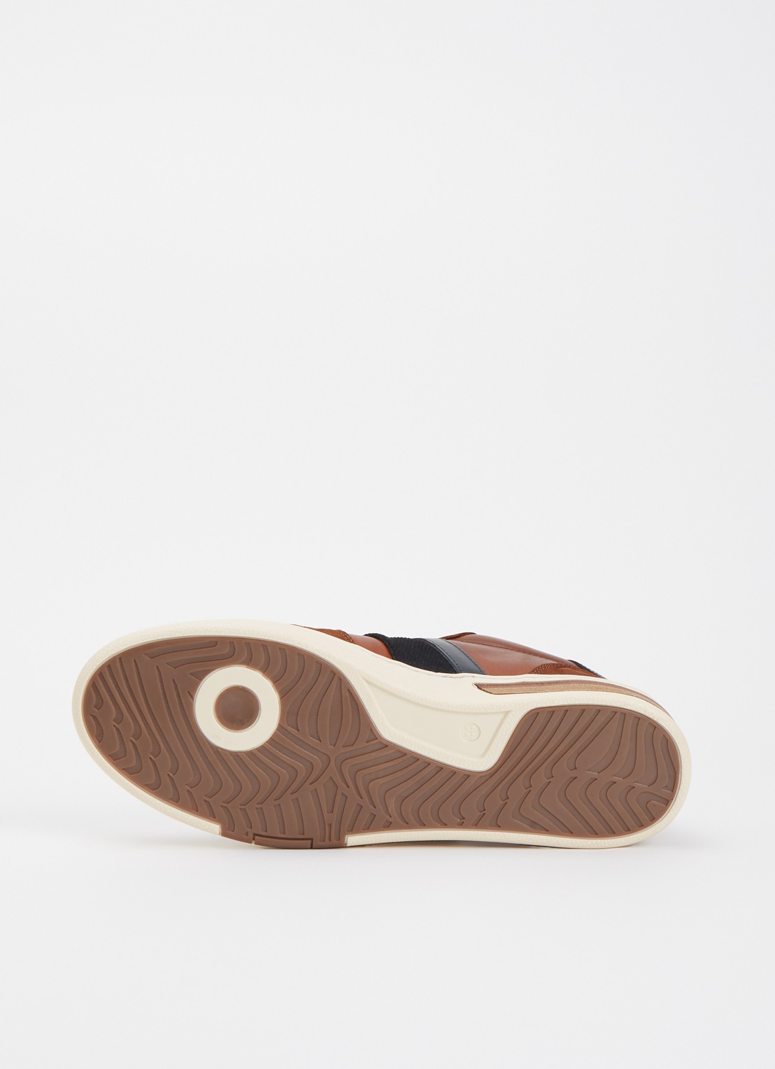 Dune London Terence sneaker van leer met details van suède - detail 3 oranjebruin