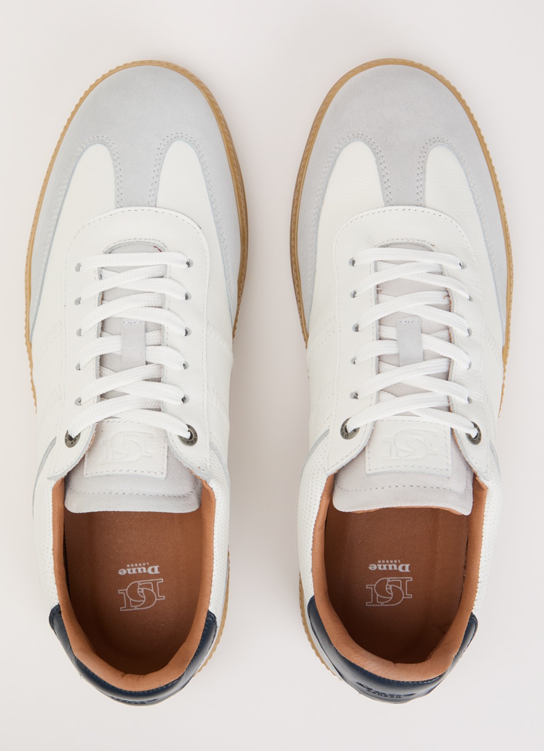 Dune London Theos sneaker van leer met details van suède - detail 3 wit