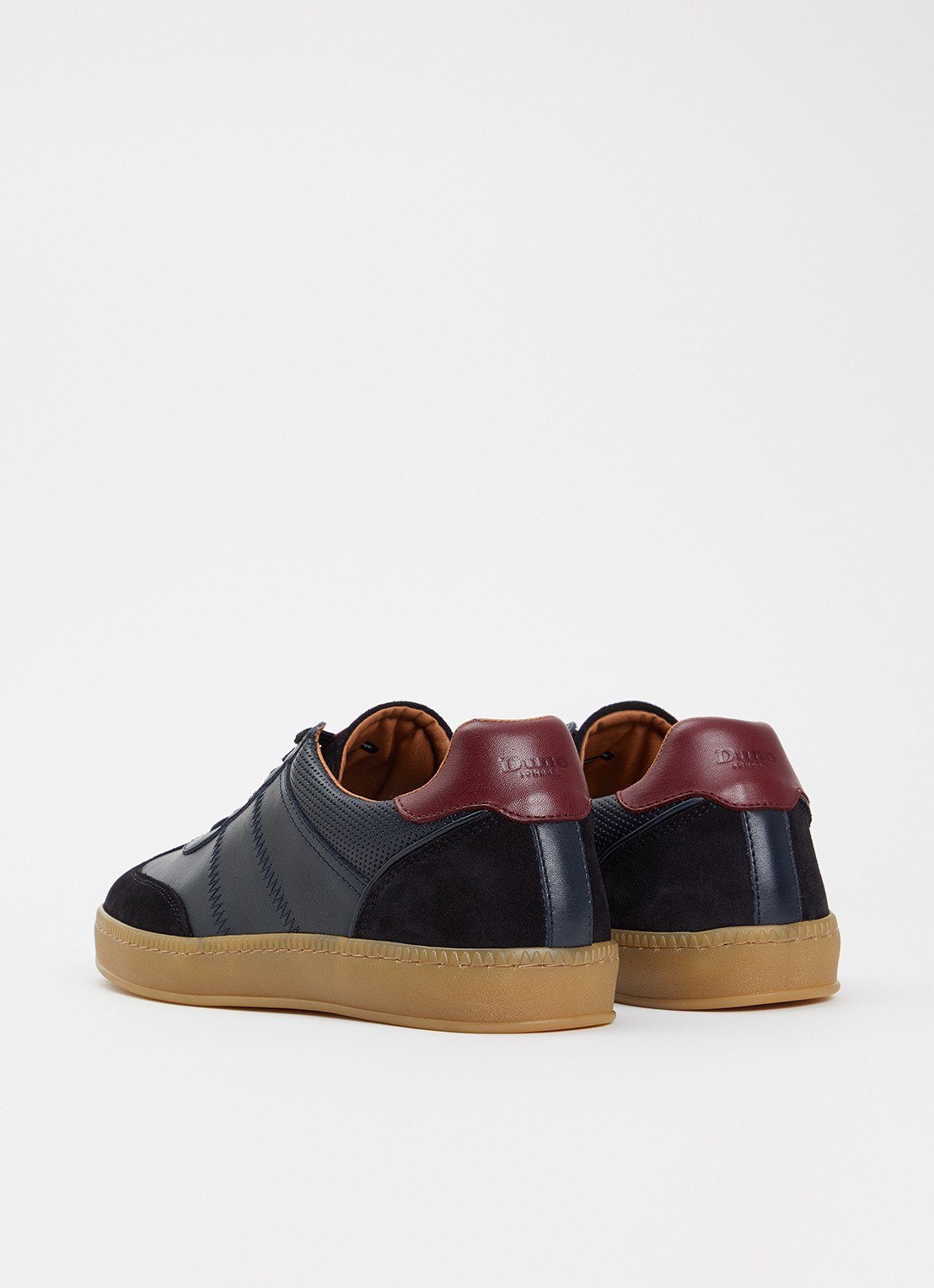 Dune London Theos sneaker van leer met details van suède - achterkant 3 donkerblauw