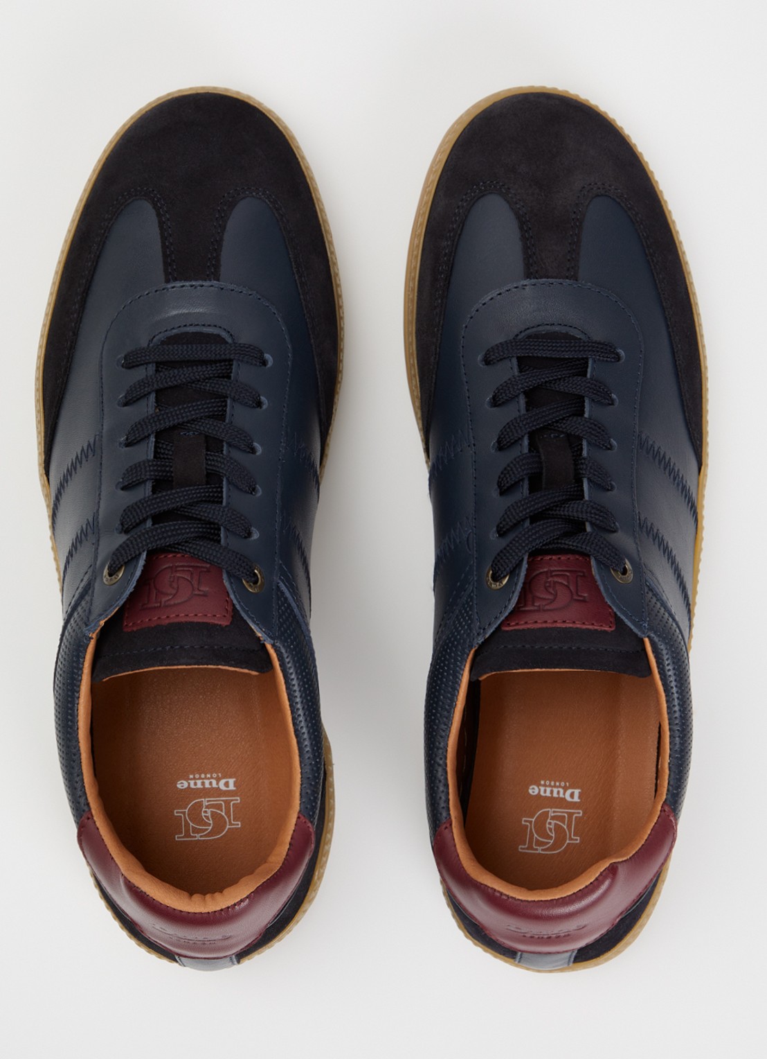 Dune London Theos sneaker van leer met details van suède - detail 2 donkerblauw
