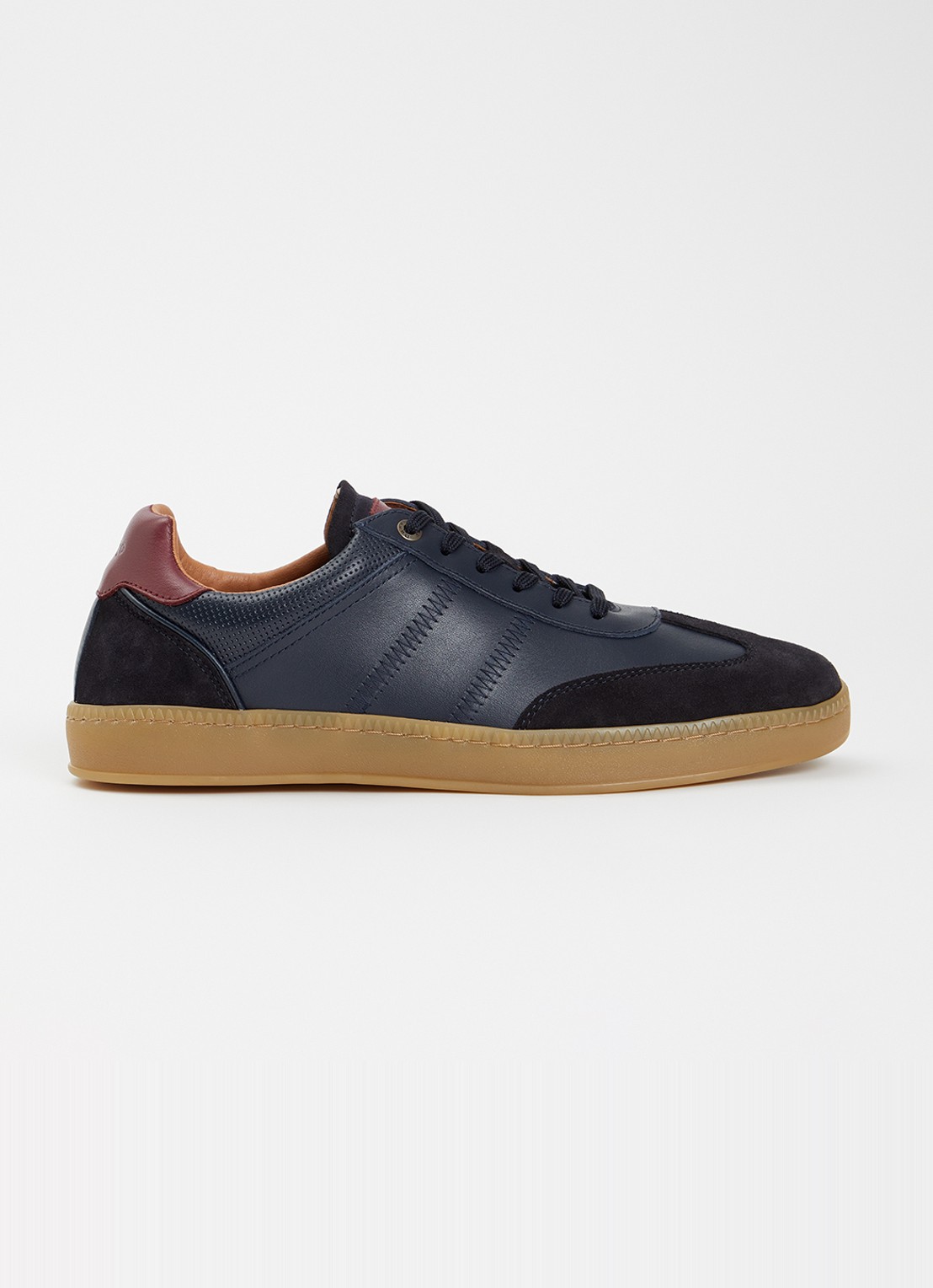 Dune London Theos sneaker van leer met details van suède - voorkant 4 donkerblauw
