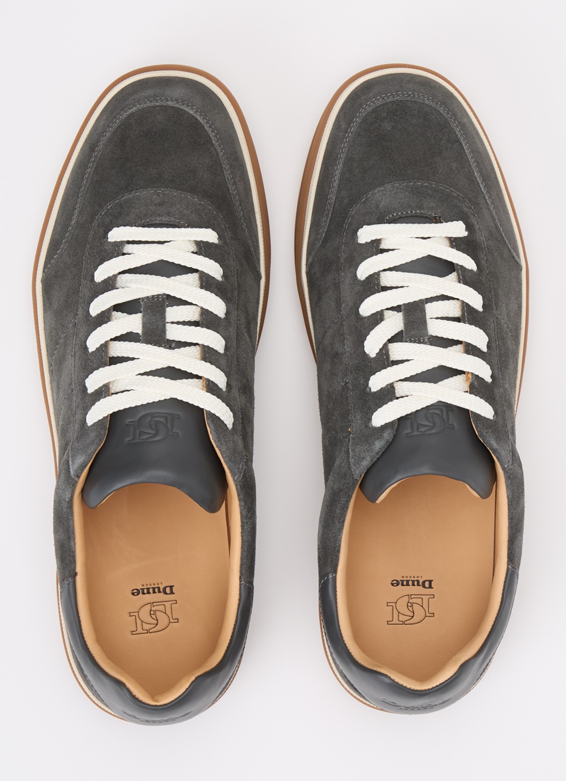 Dune London Tony sneaker van suède - detail 2 donkergrijs