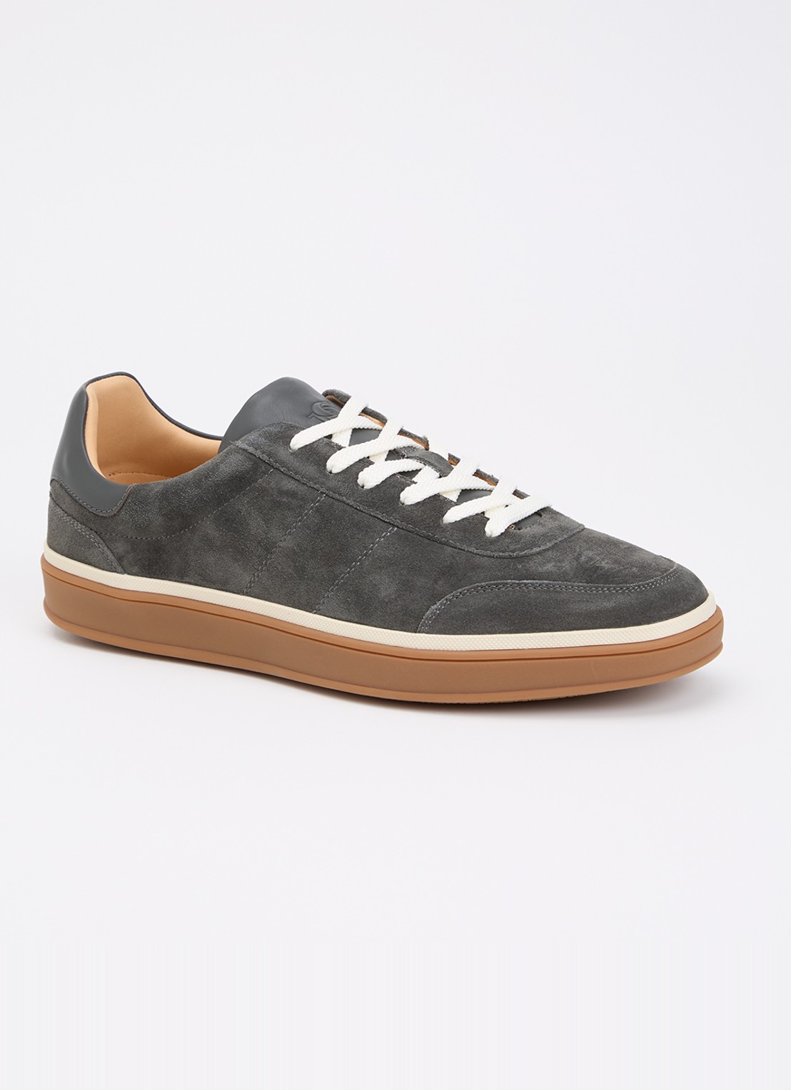 Dune London Tony sneaker van suède - voorkant 5 donkergrijs