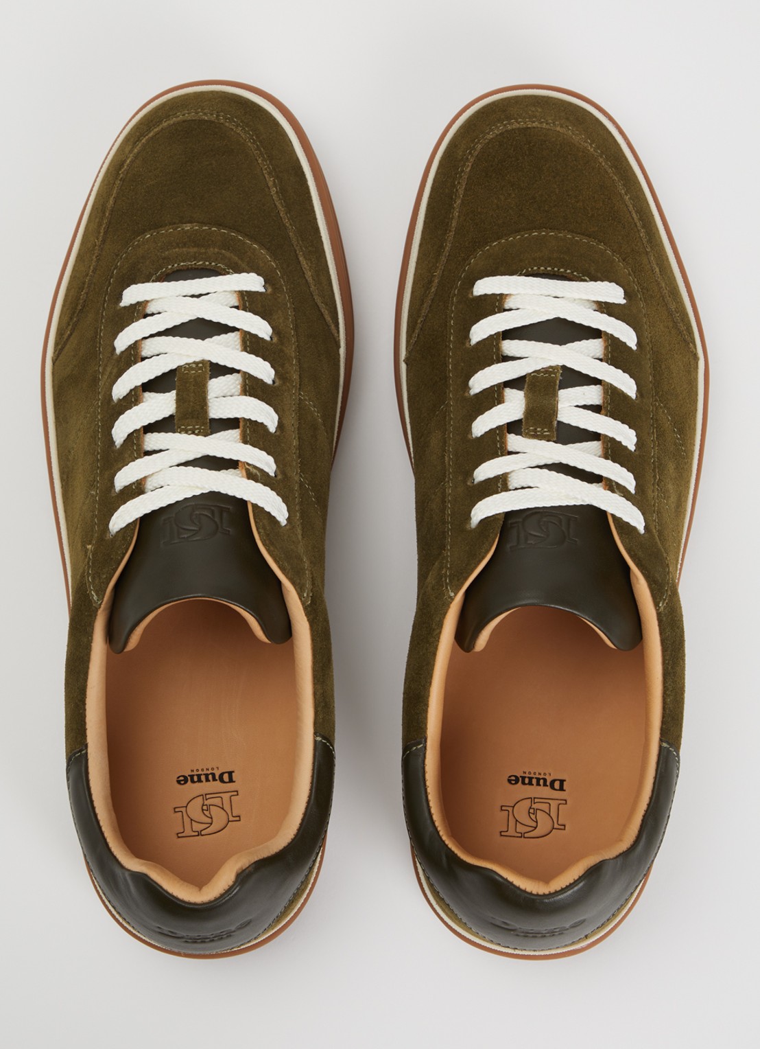 Dune London Tony sneaker van suède - detail 2 legergroen