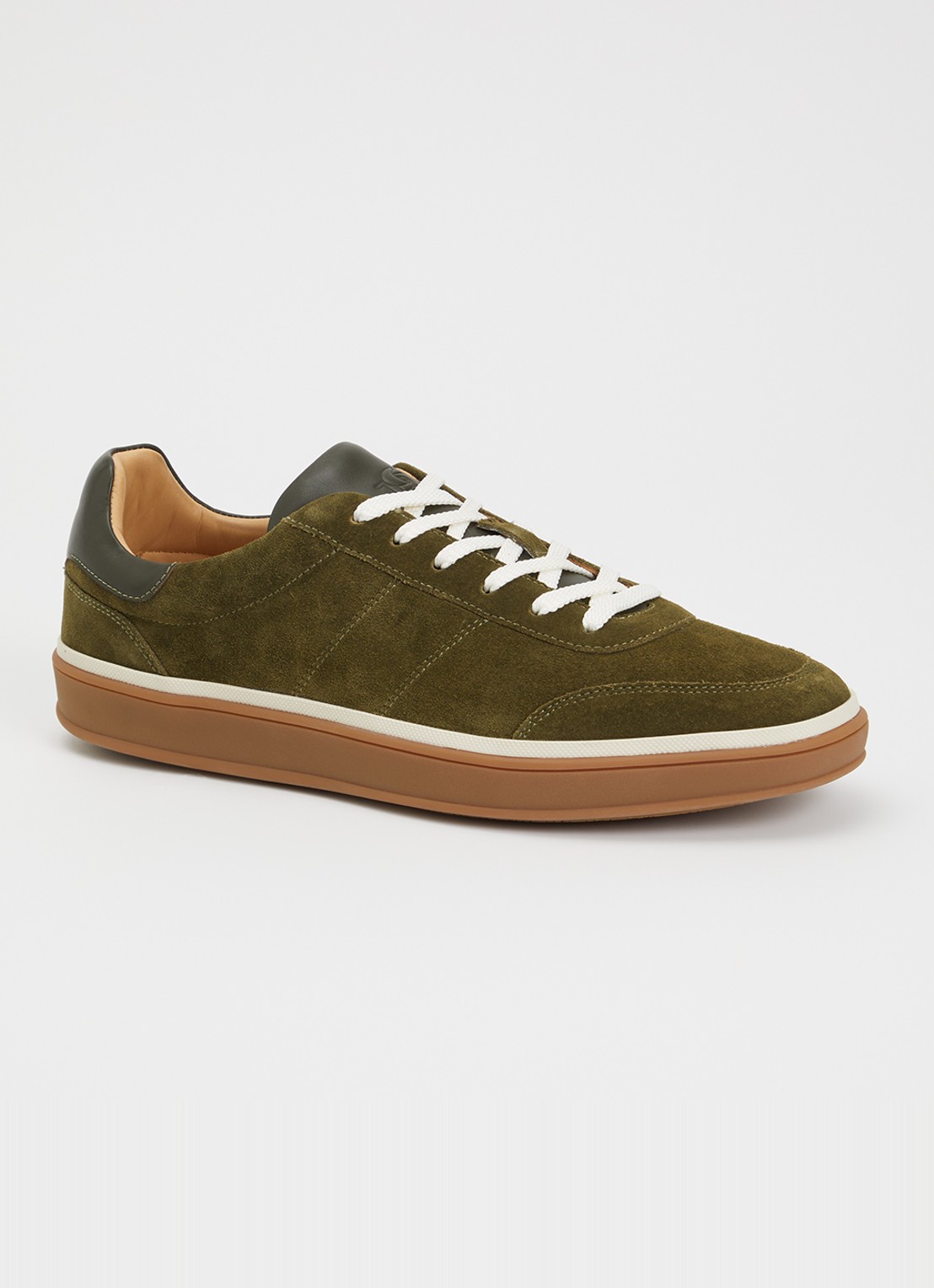 Dune London Tony sneaker van suède - voorkant 4 legergroen