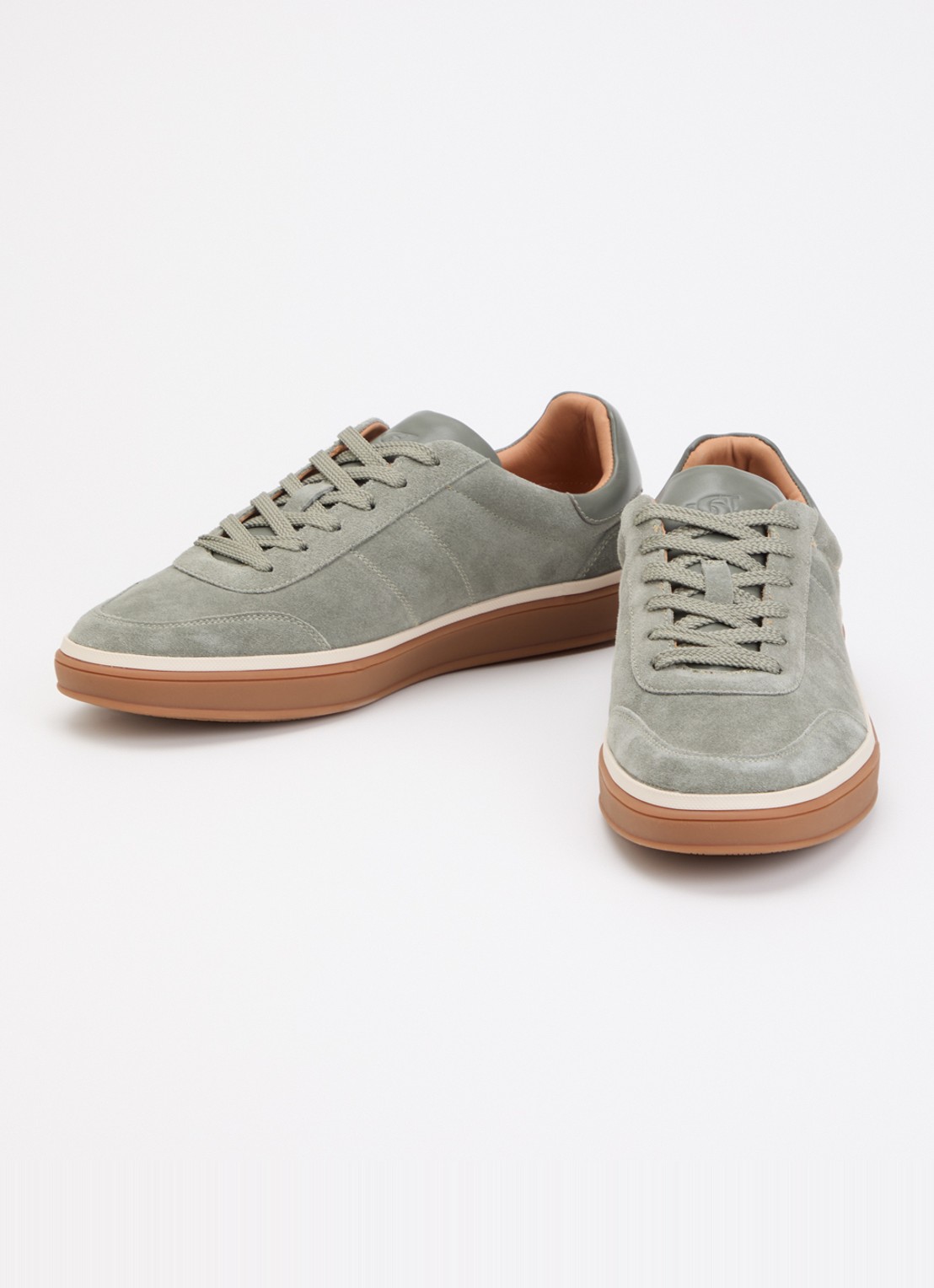 Dune London Tony sneaker van suède - detail 3 olijfgroen