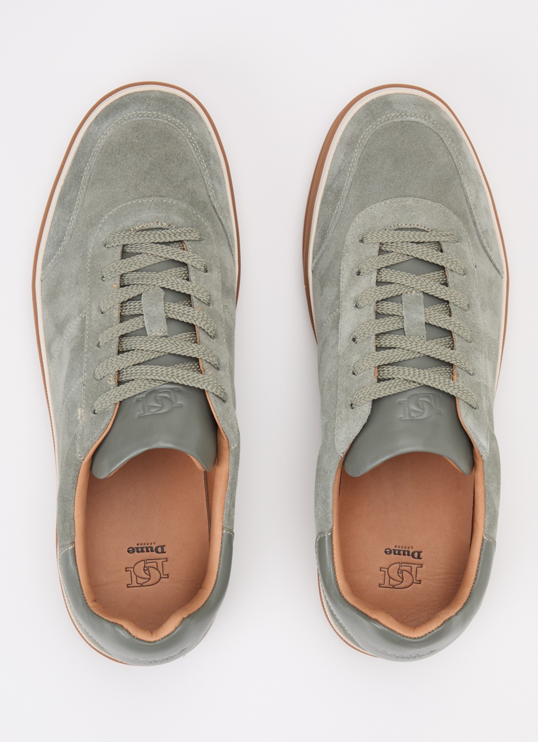 Dune London Tony sneaker van suède - detail 4 olijfgroen