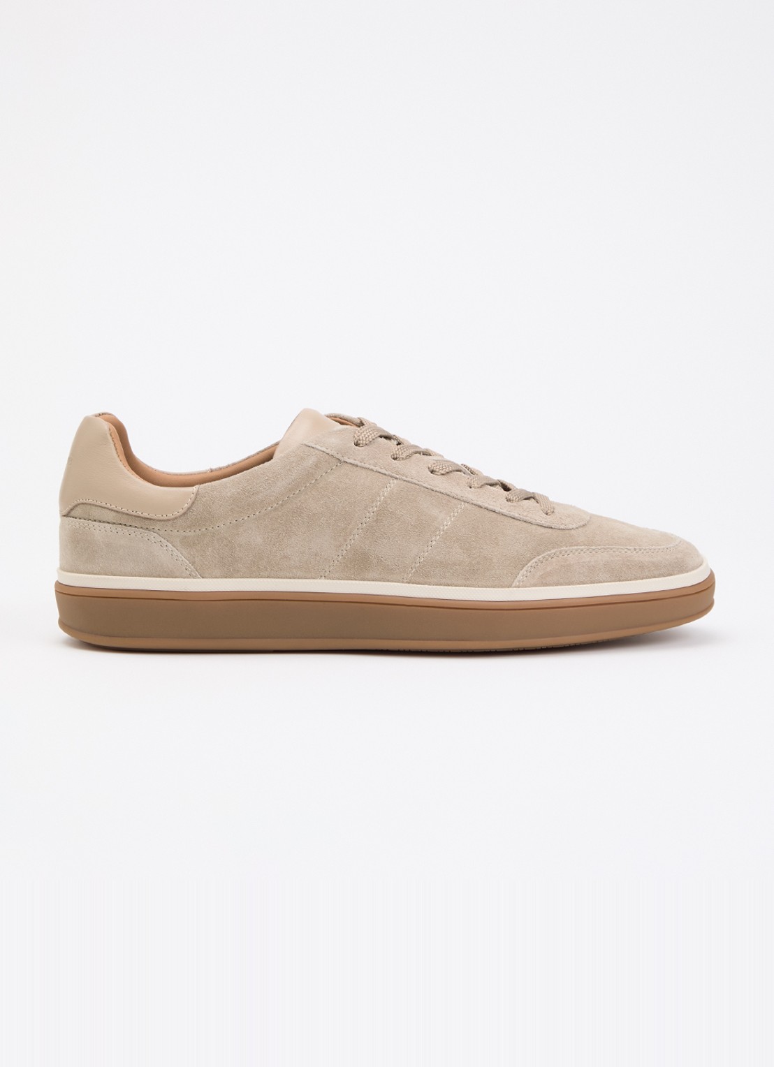Dune London Tony sneaker van suède - voorkant 2 donkerbeige