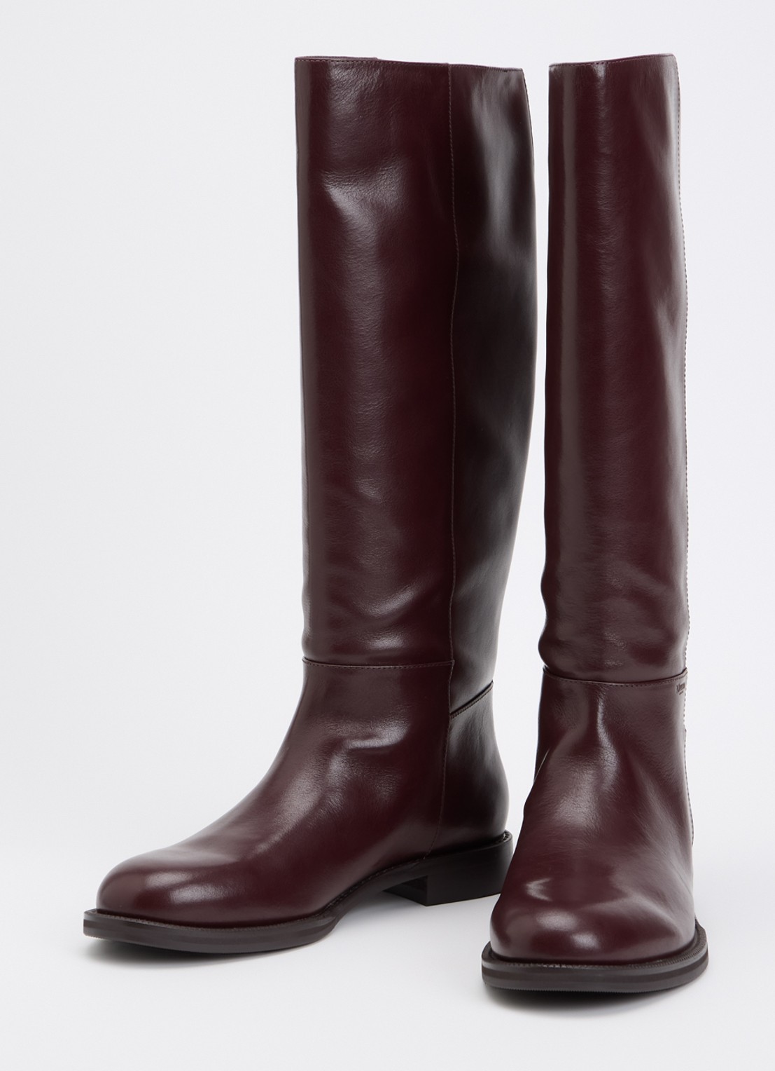 Dune London Tova laars van leer met logo - detail aubergine