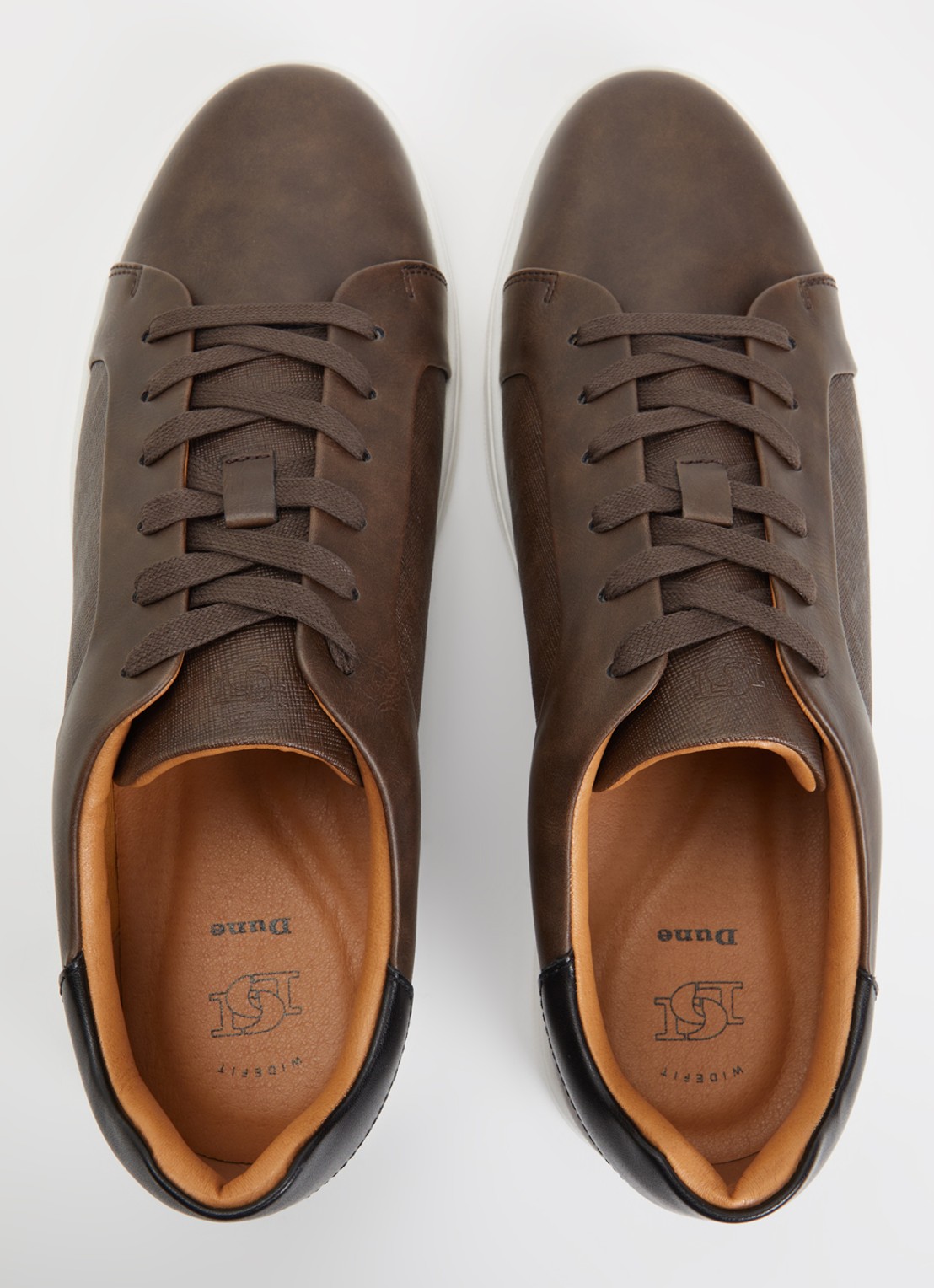 Dune London Traces sneaker met structuur en logo - detail 3 bruin